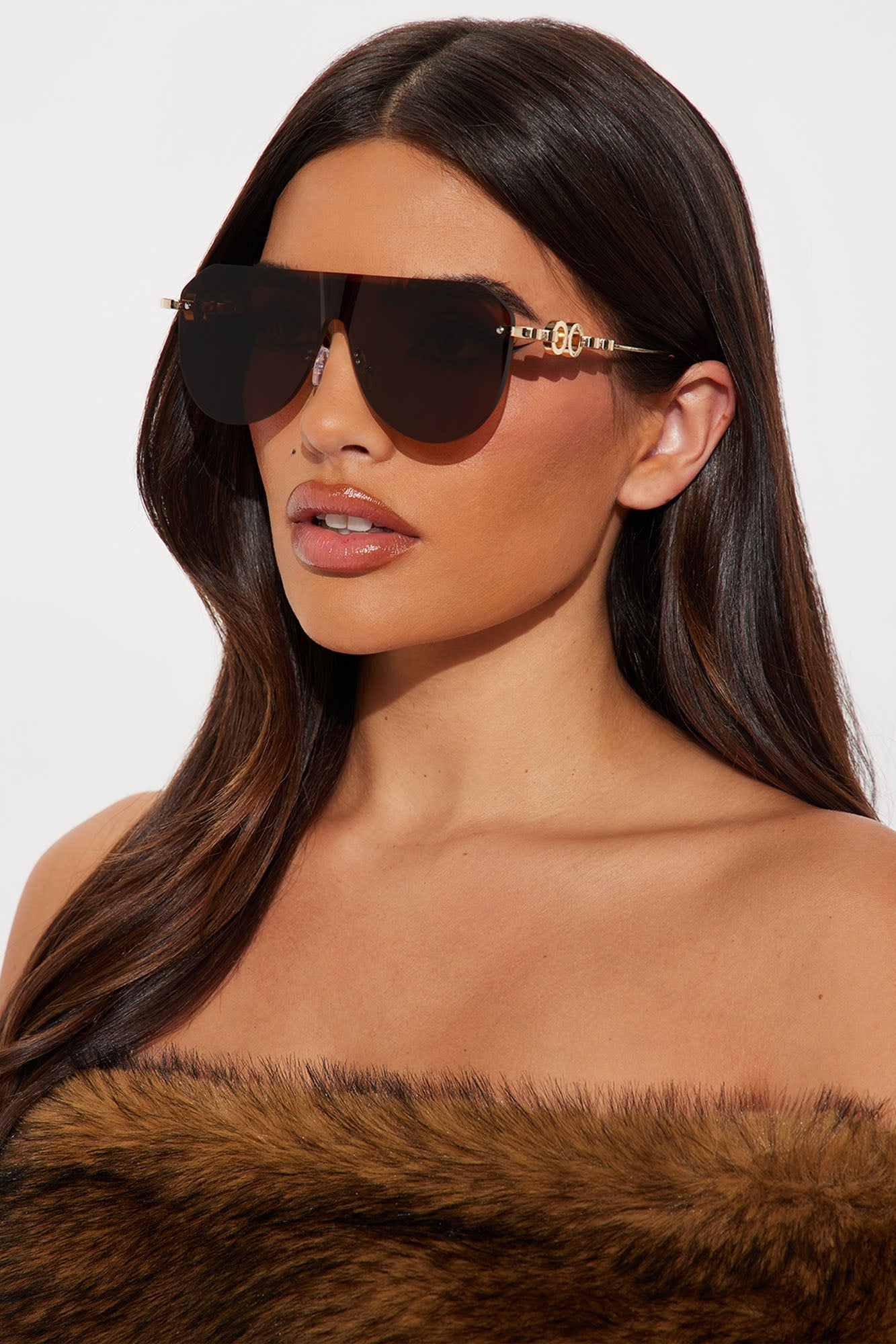 Kayla Rimless Aviator Sunglasses - Brown
