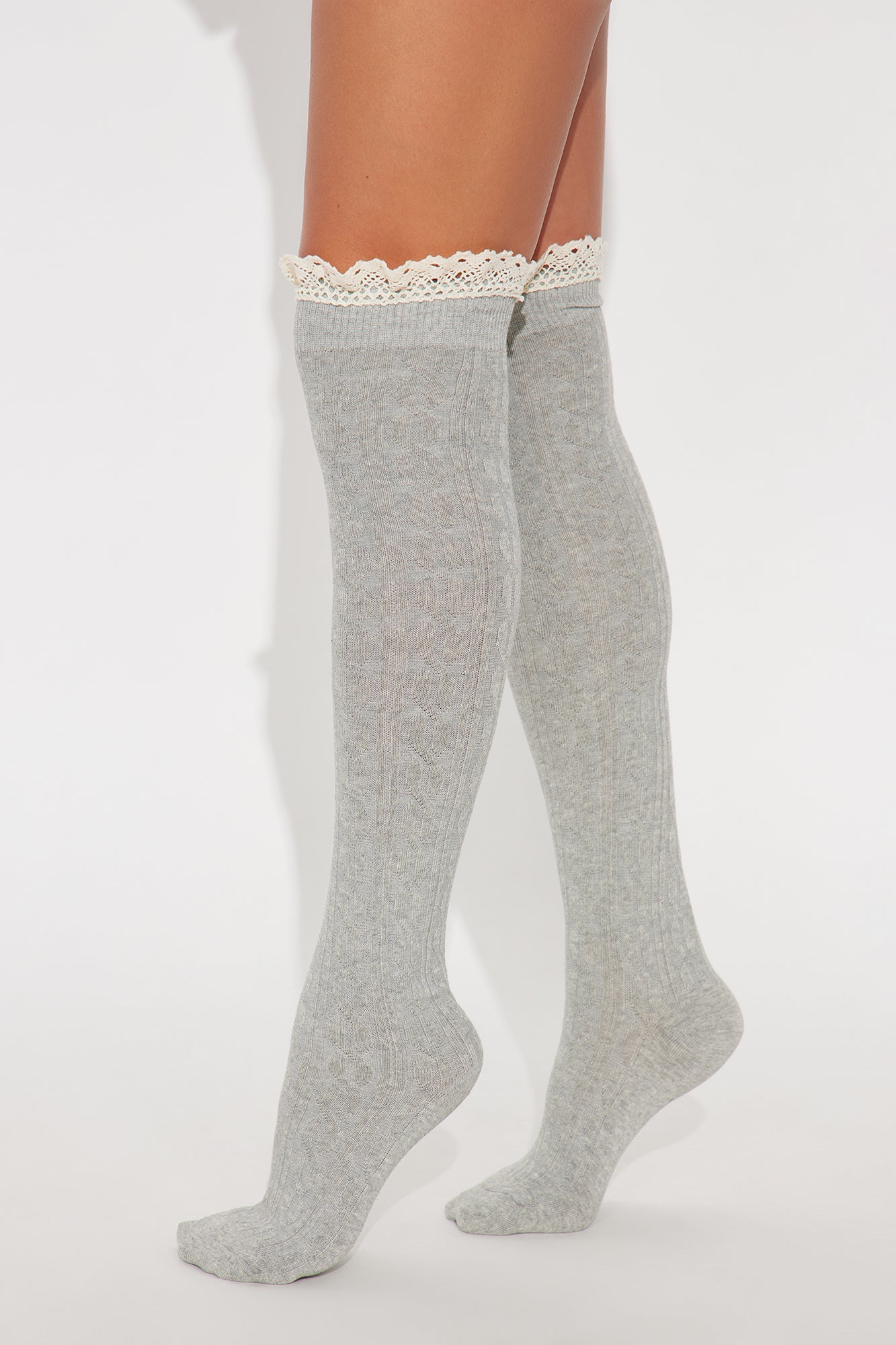 Dolly Knee High Socks - Grey/combo