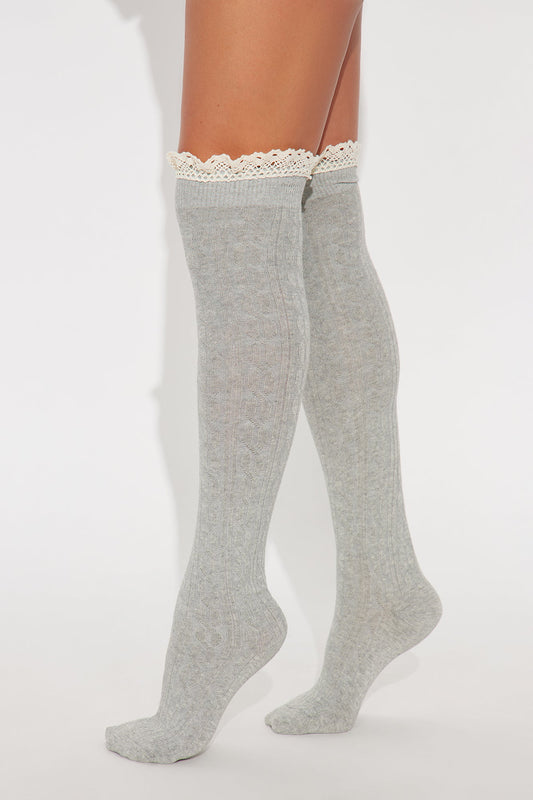 Dolly Knee High Socks - Grey/combo