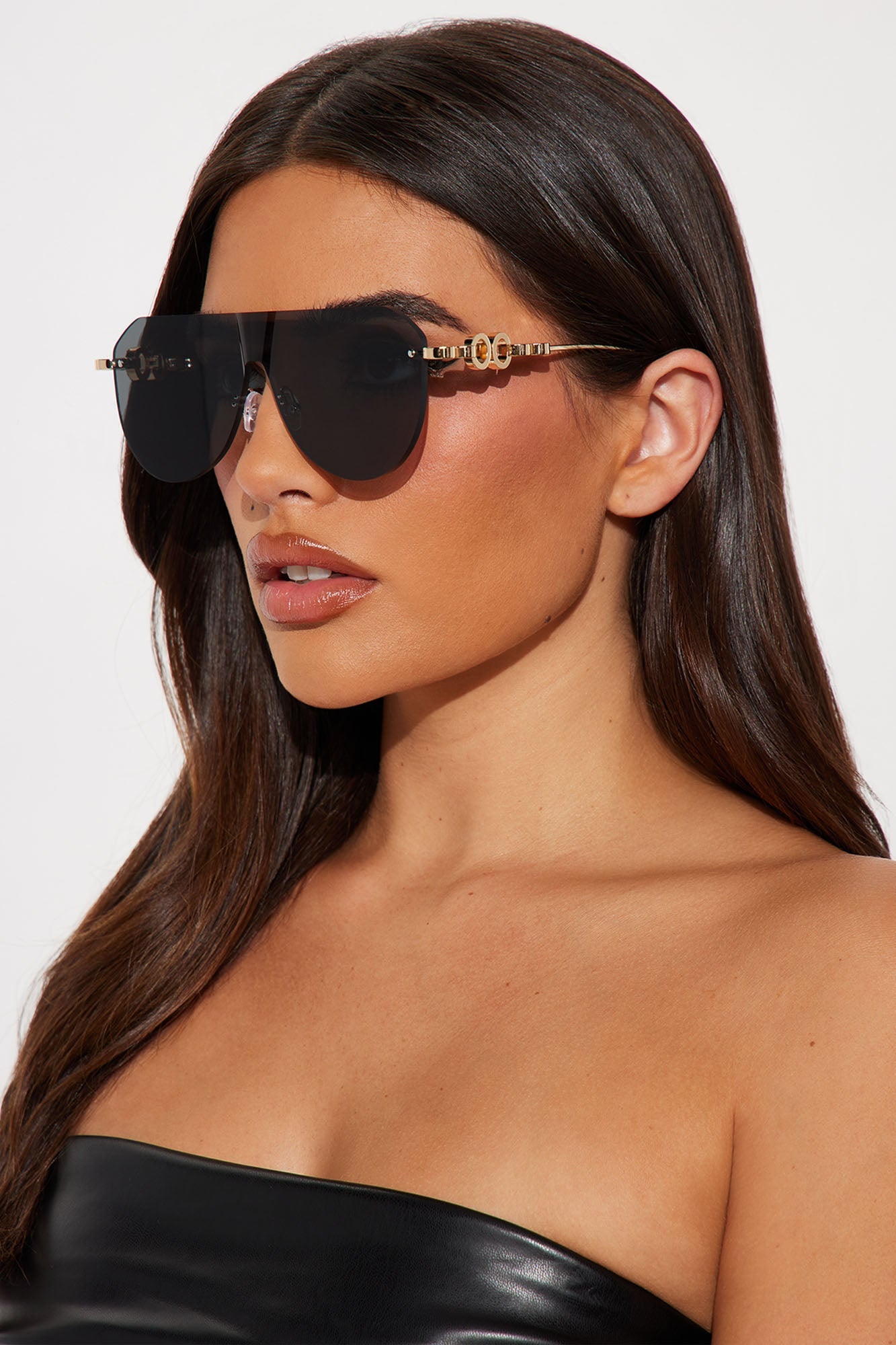 Kayla Rimless Aviator Sunglasses - Black
