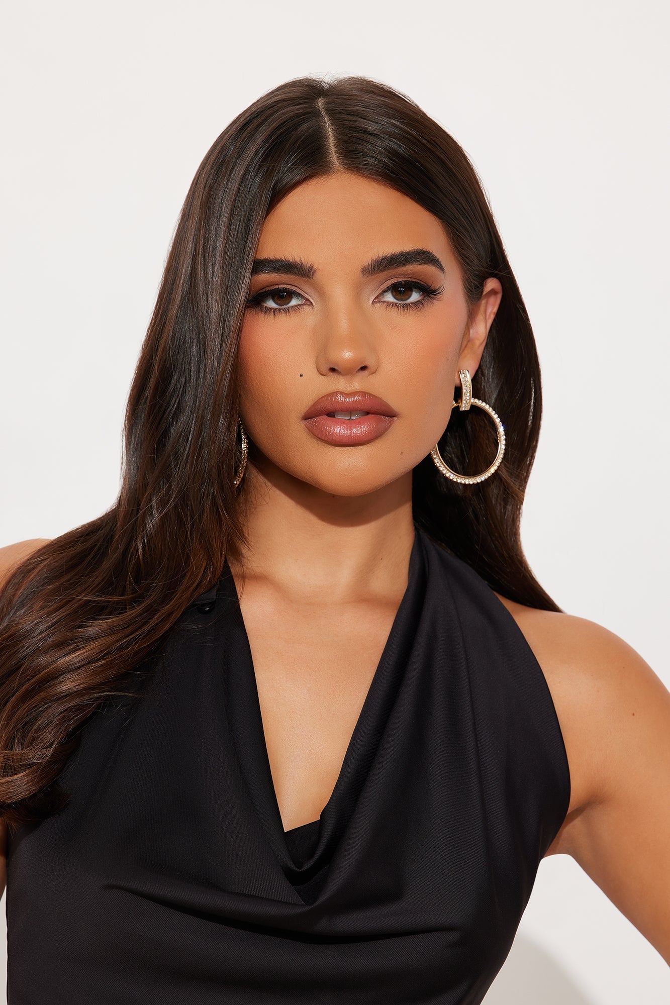 Natalie Rhinestone Drop Earrings - Gold