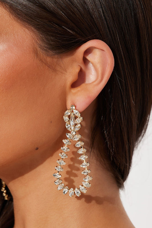 Silent Night Shine Statement Drop Earrings - Gold