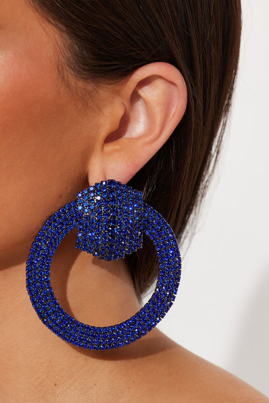 Clean Up Nice Rhinestone Drop Earrings - Royal