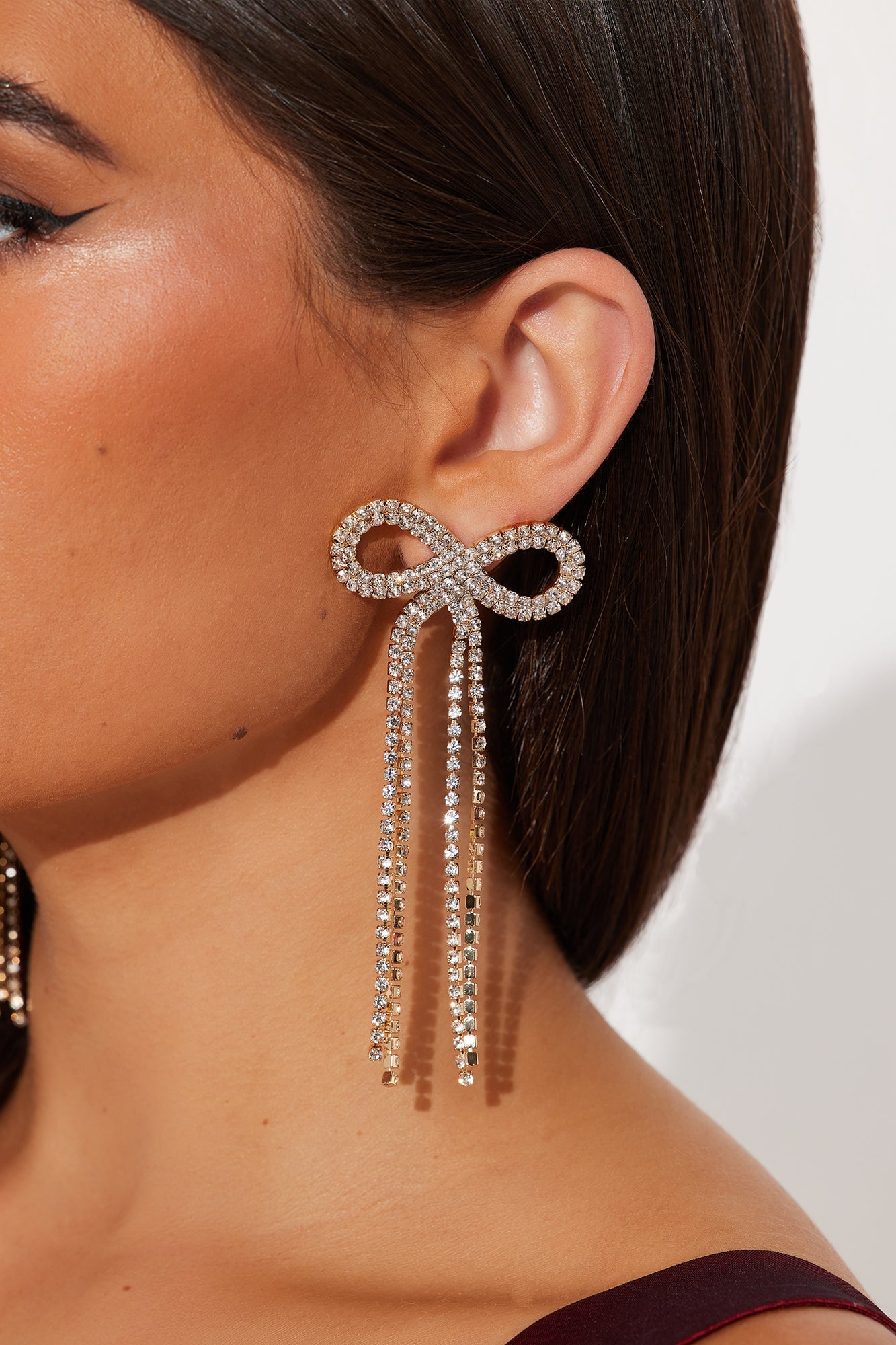 Twinkle Tied Bow Drop Earrings - Gold