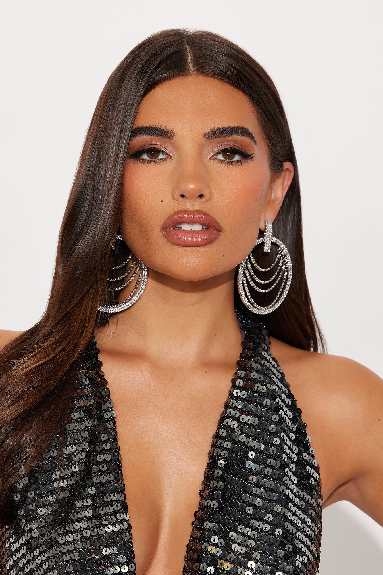 Glow Factor Rhinestone Drop Earrings - Silver