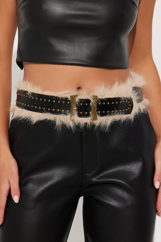 Could Never Be Faux Fur Belt - Black/combo