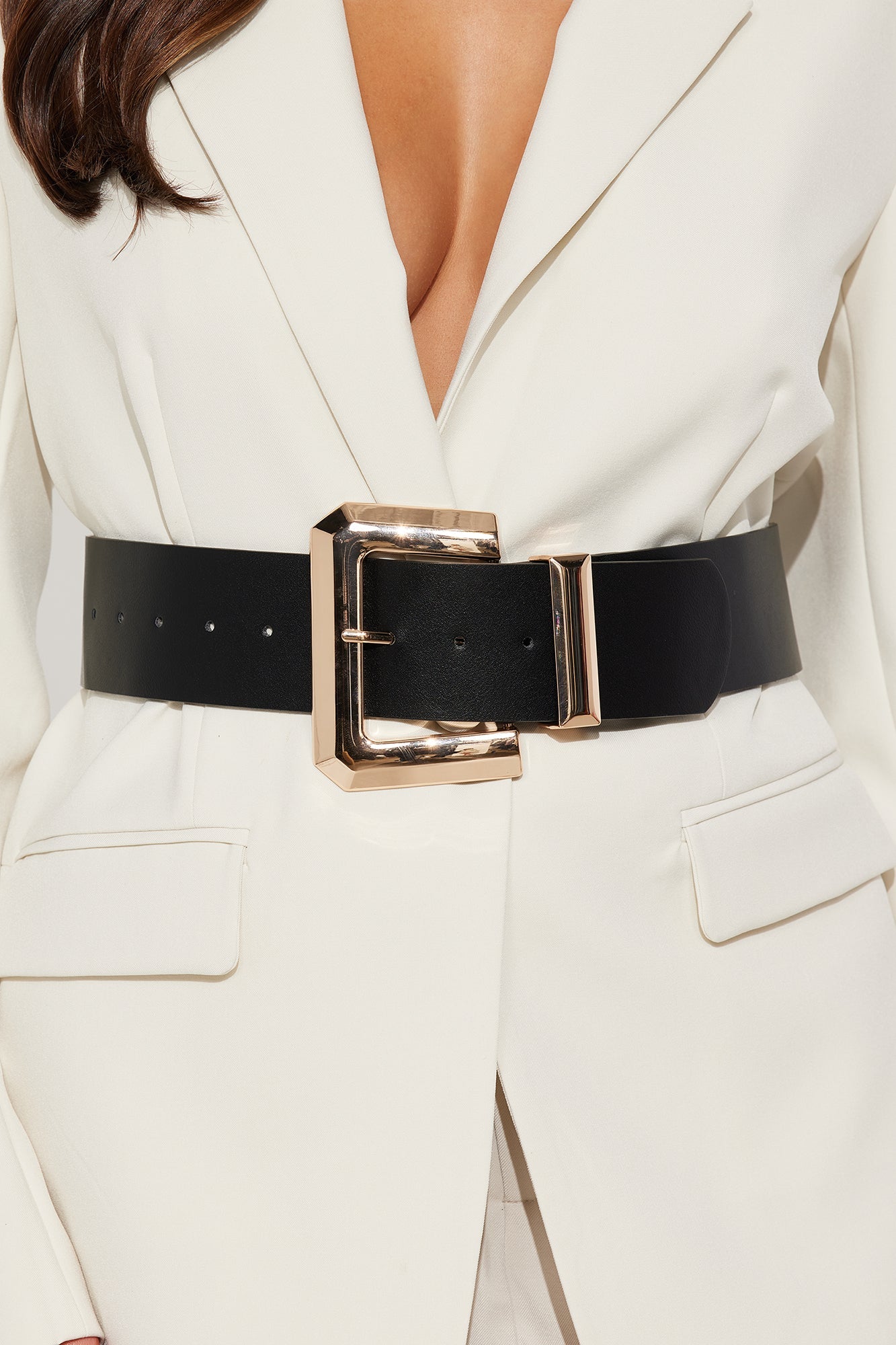 Not Your Average Faux Leather Belt - Black/Gold