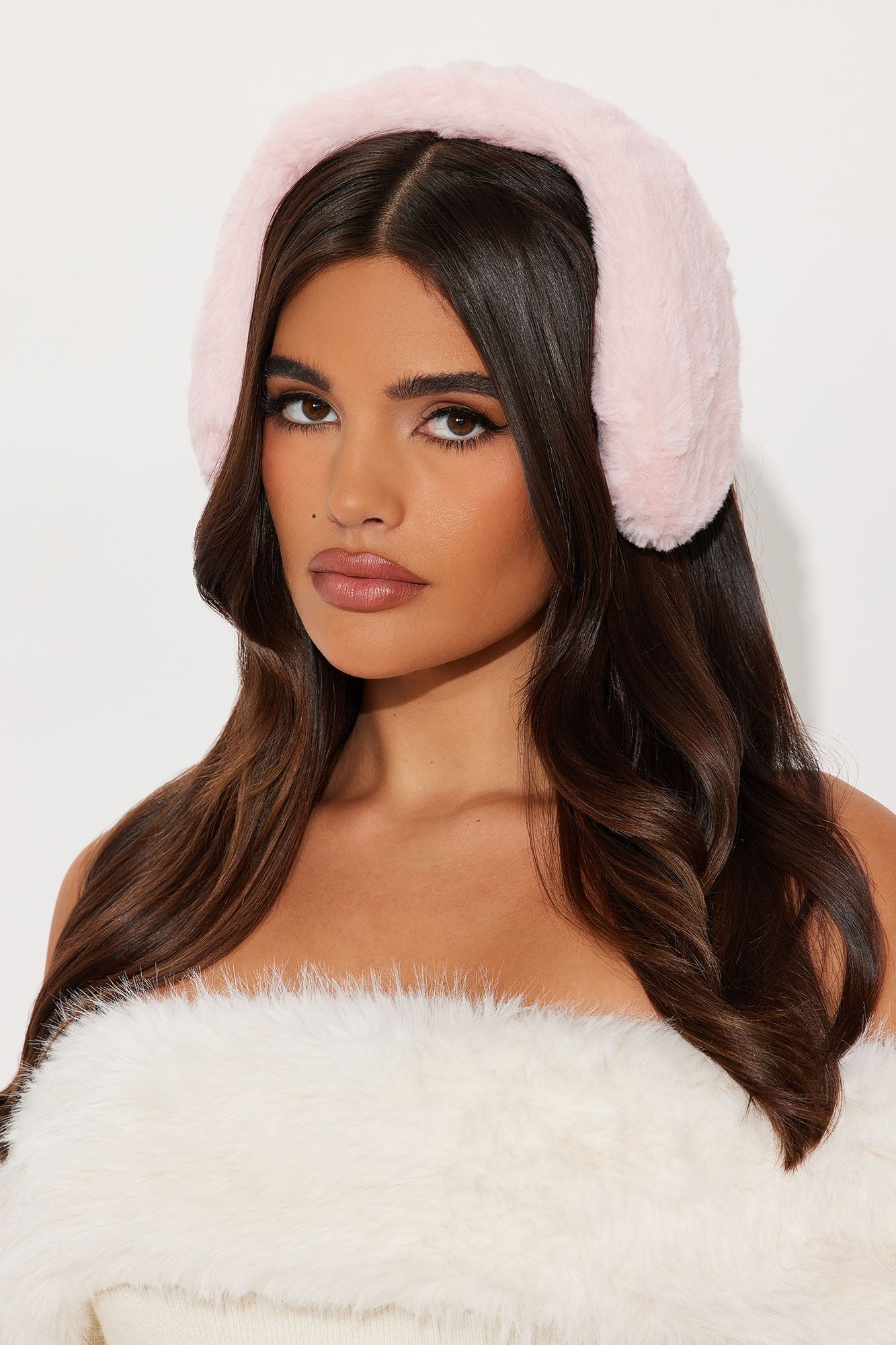 Ear Covering Faux Fur Headband - Pink