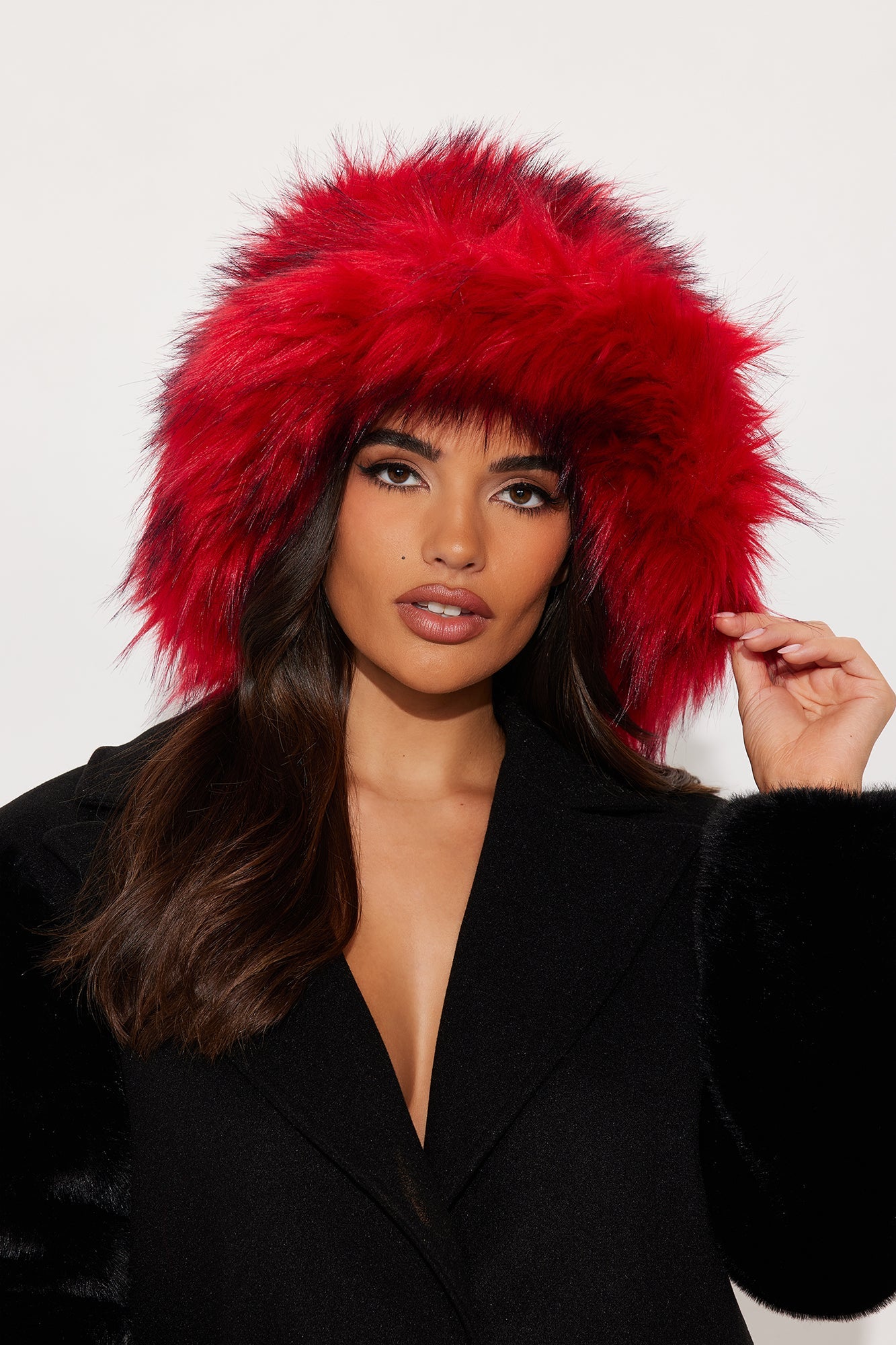 Show Stopper Faux Fur Bucket Hat - Red
