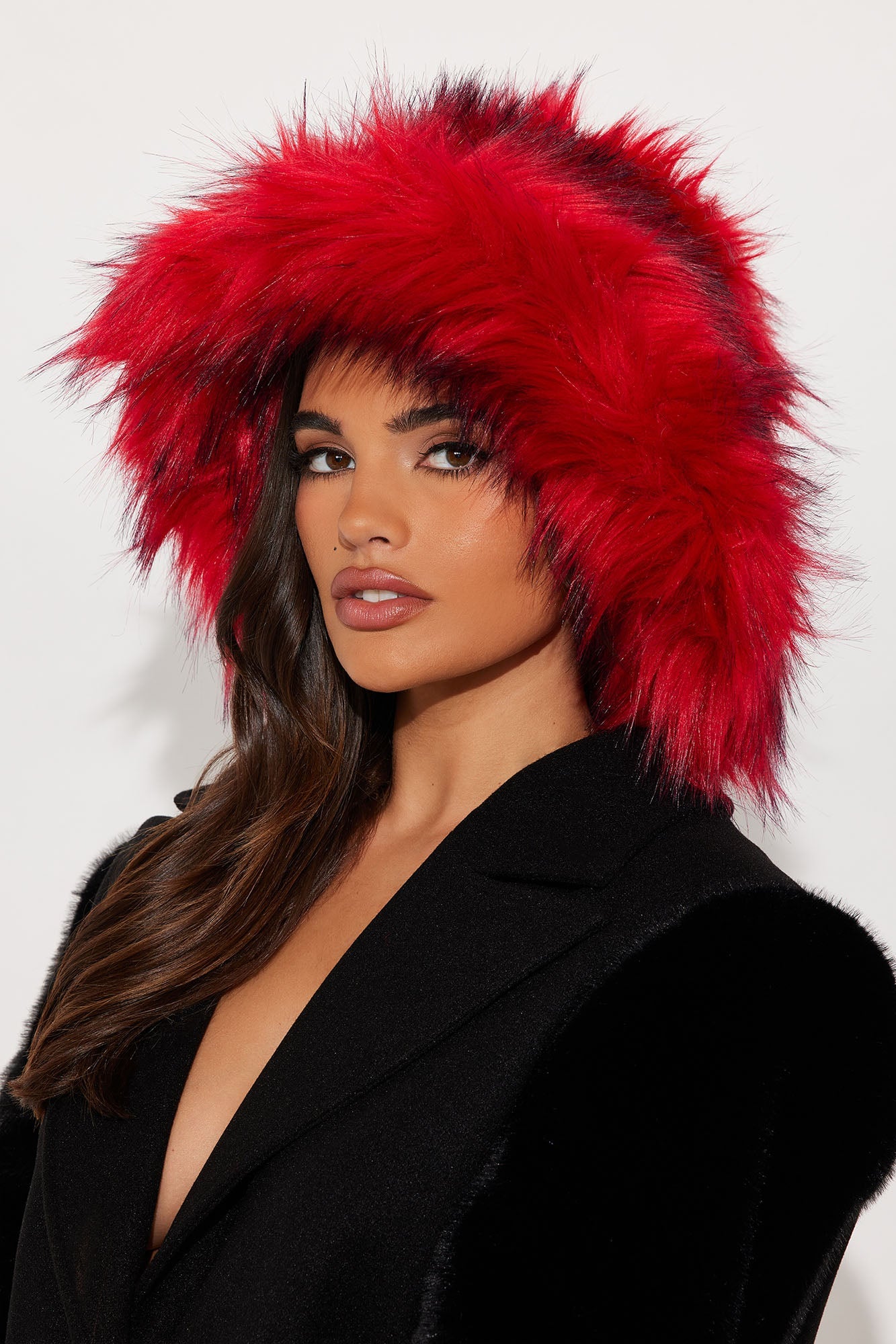Show Stopper Faux Fur Bucket Hat - Red