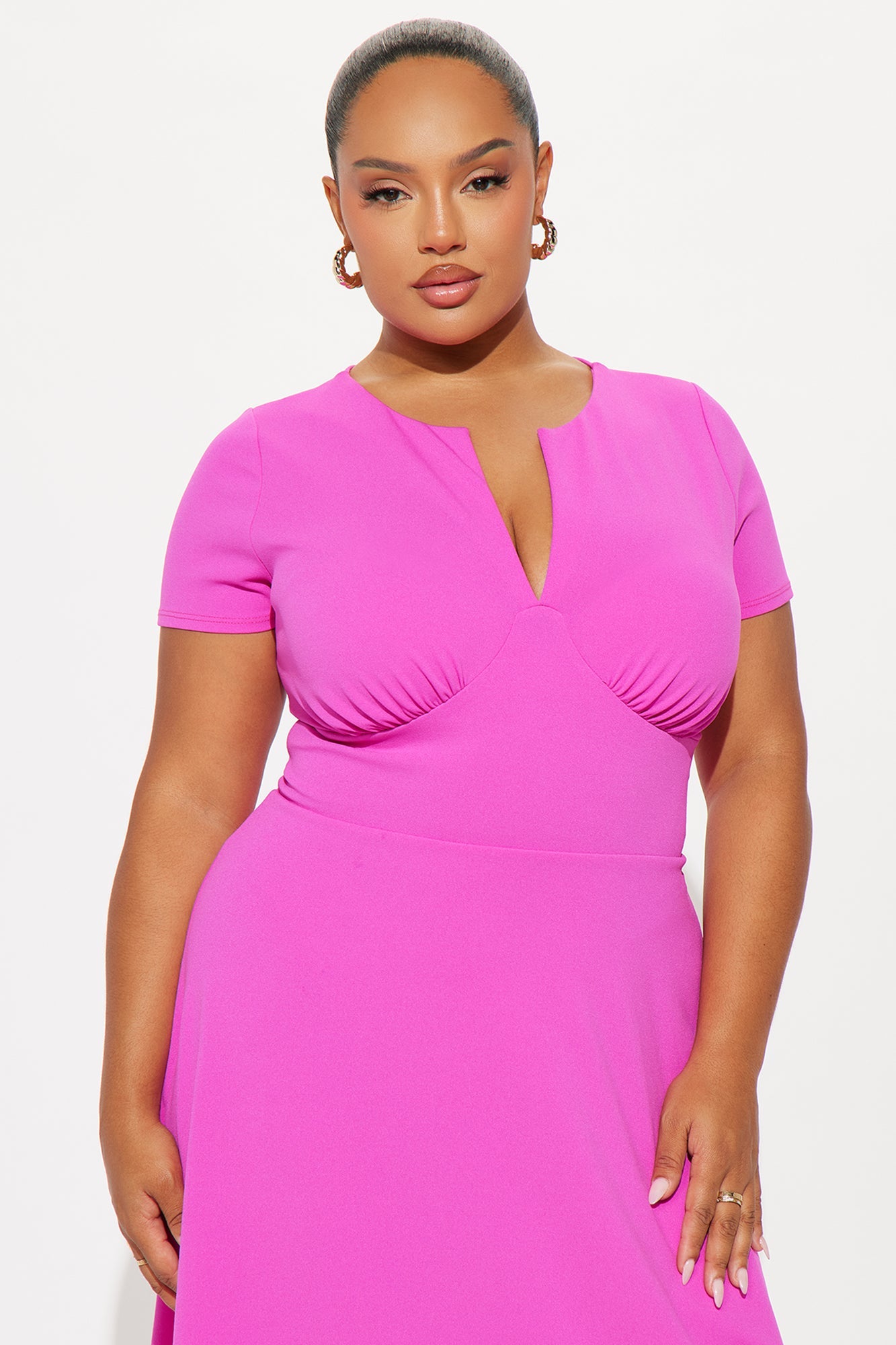 Charolette Short Sleeve Midi Dress - Fuchsia
