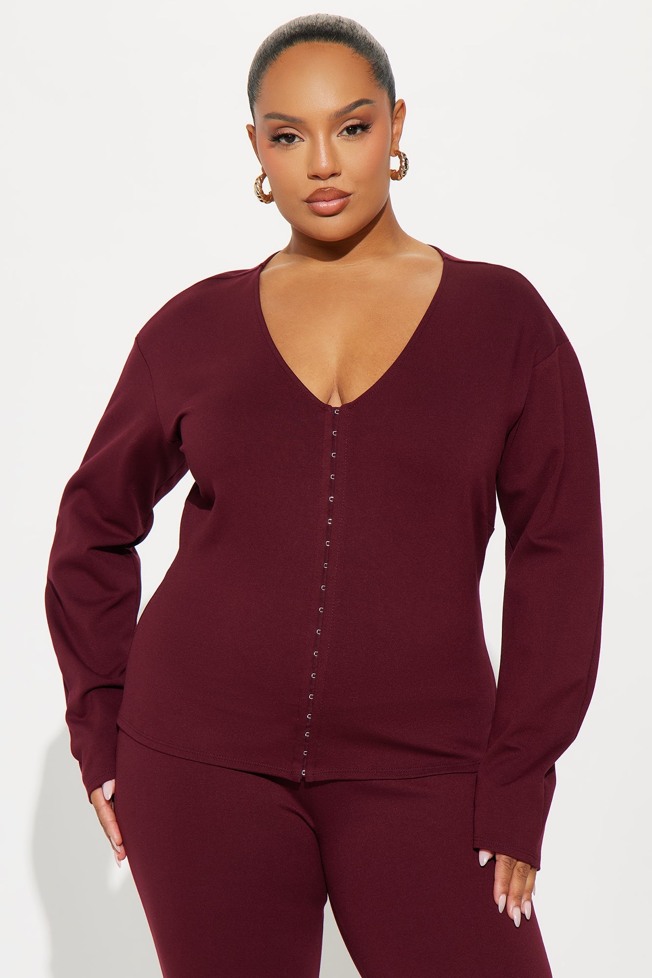 Step It Up Ponte Capri Set - Burgundy