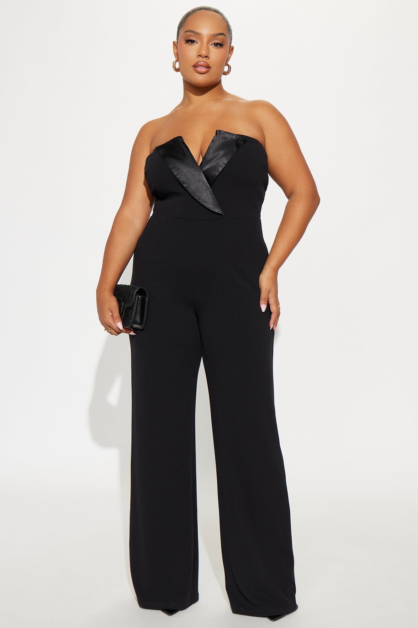 Miranda Straight Leg Strapless Jumpsuit - Black