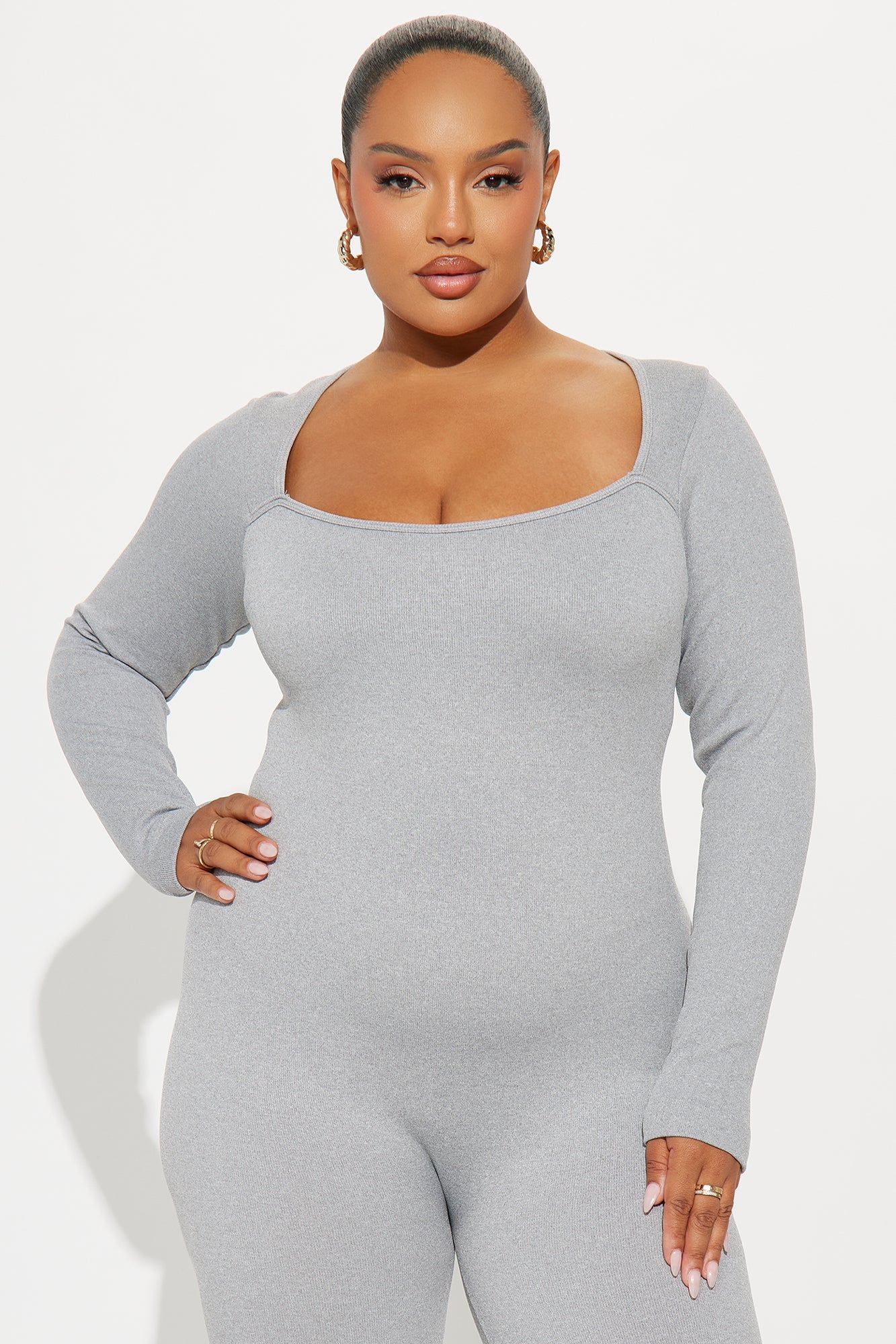 Come With Me Seamless Flare Jumpsuit - Heather Grey