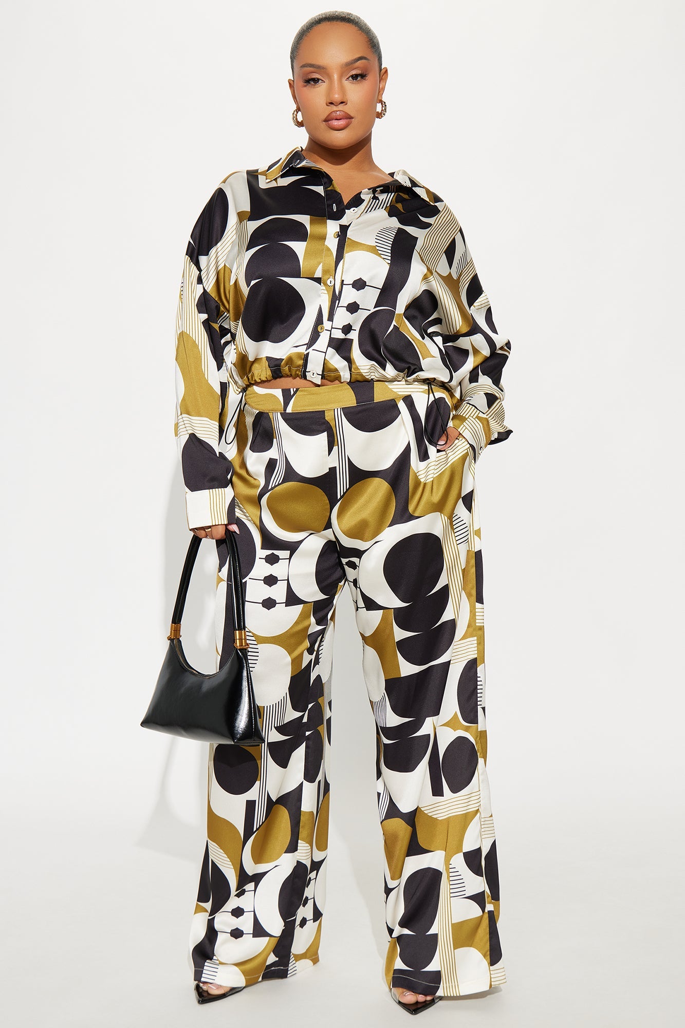 Kamila Satin Pant Set - Green/combo