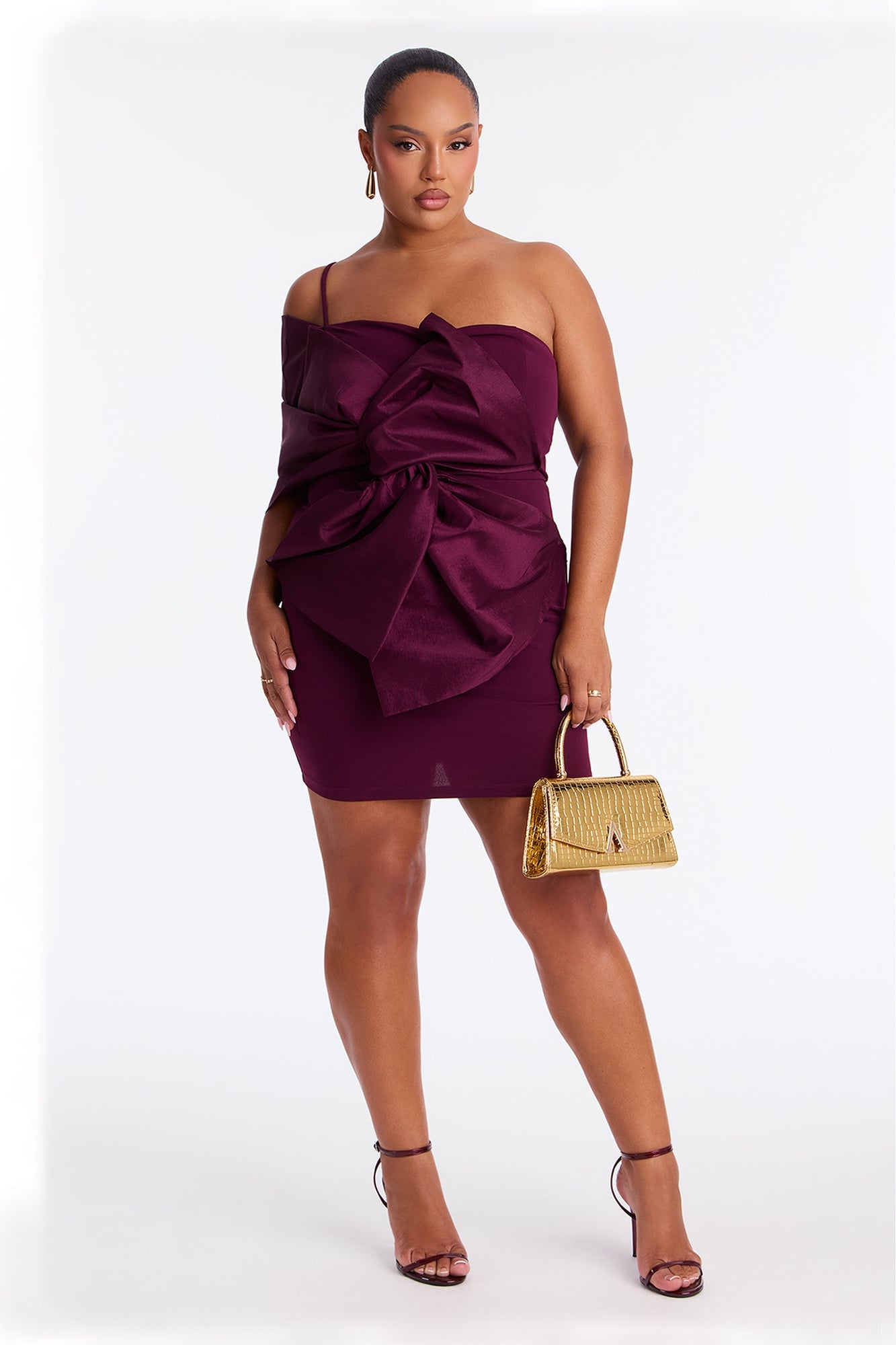 Rosalynn One Shoulder Mini Dress - Plum