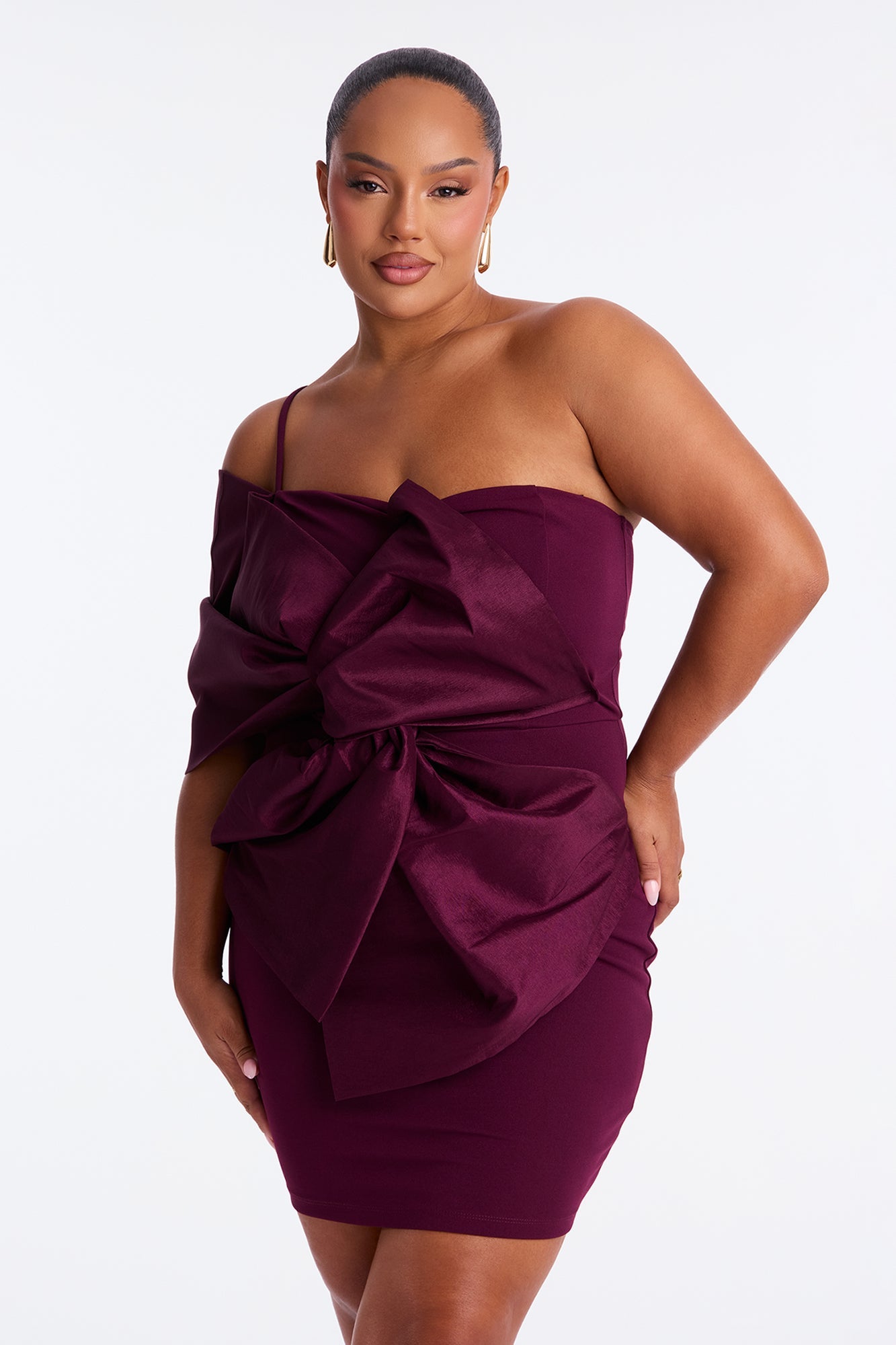 Rosalynn One Shoulder Mini Dress - Plum