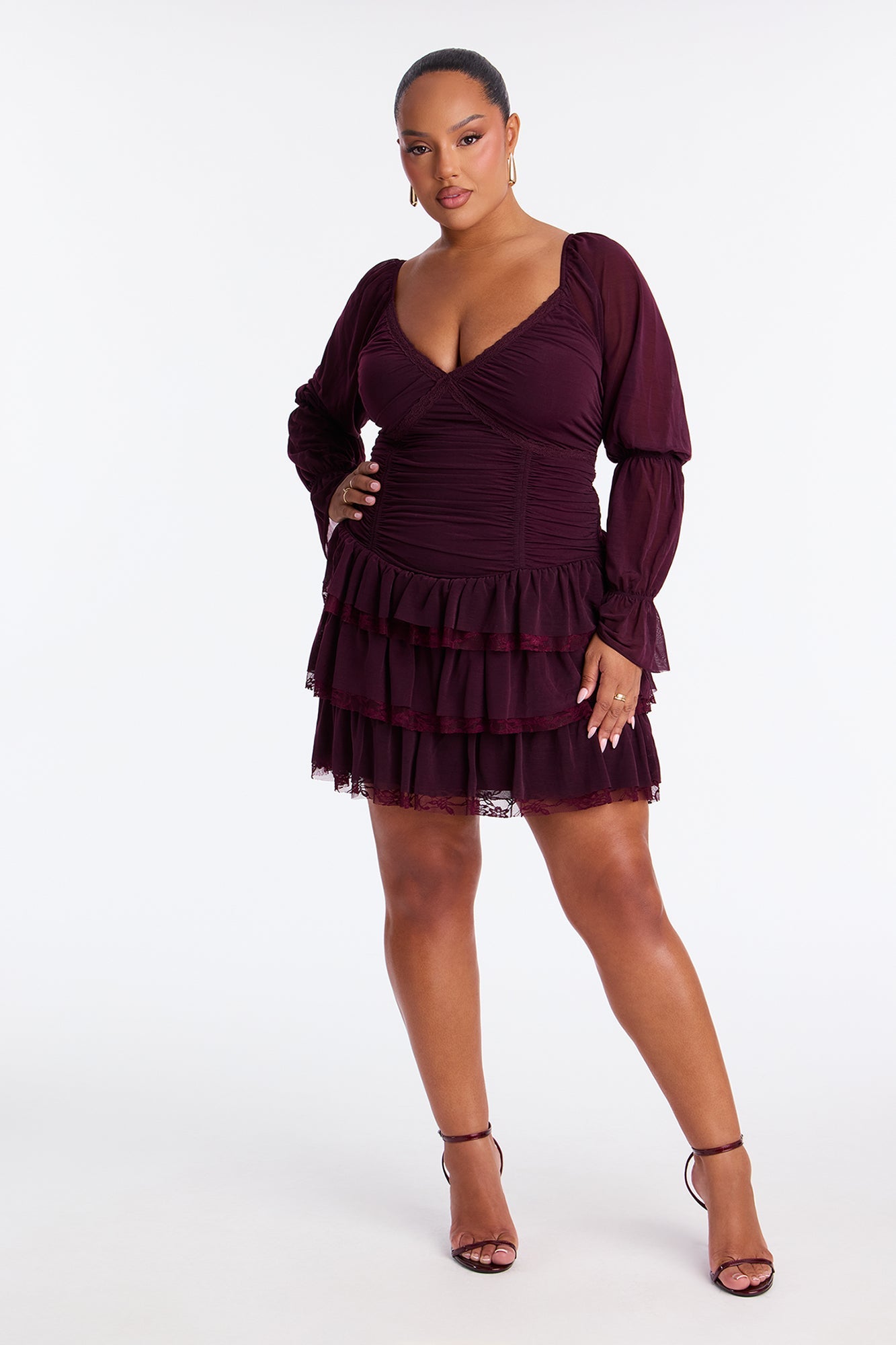 Romantic Gesture Mesh Mini Dress - Plum