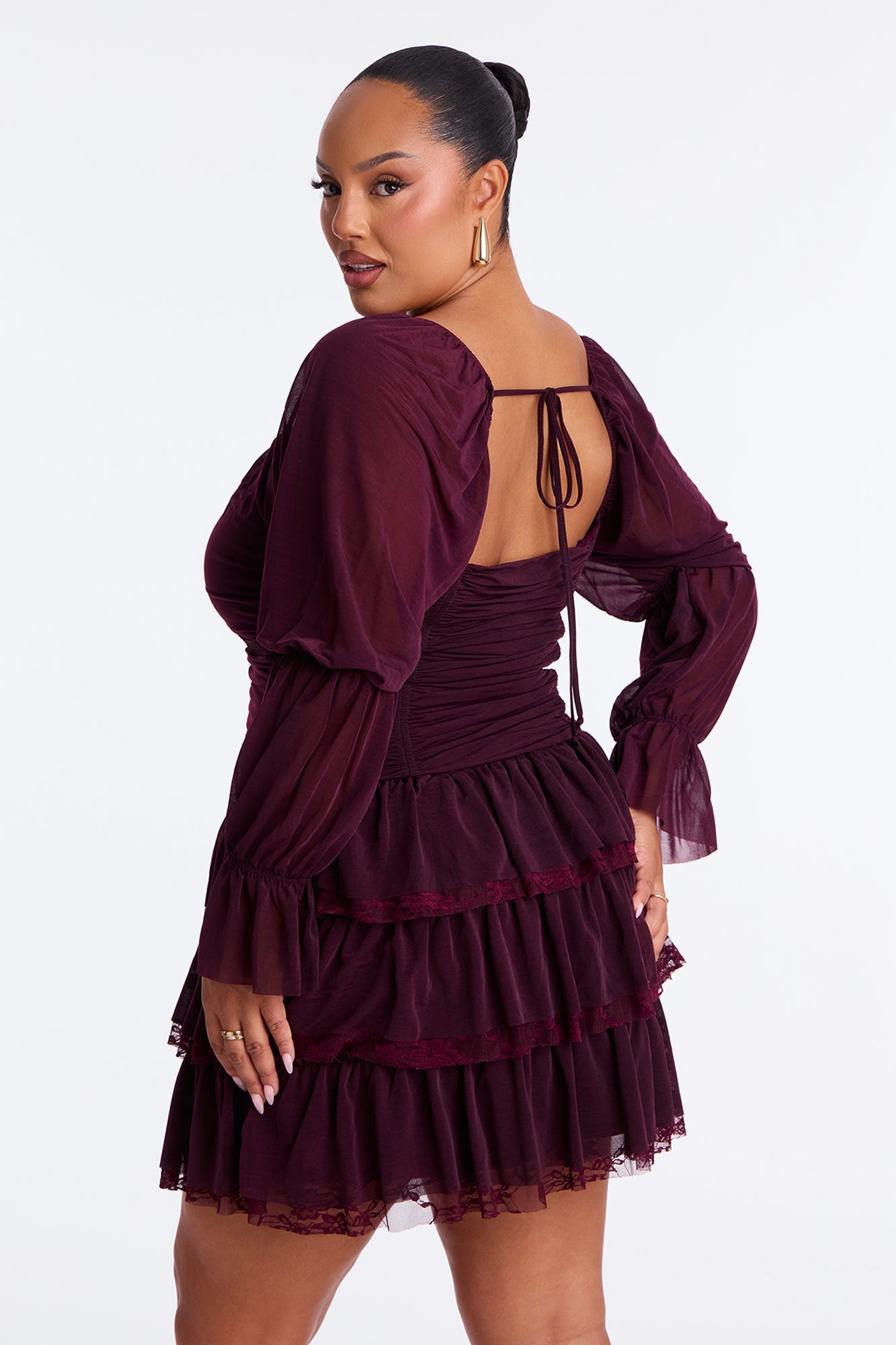 Romantic Gesture Mesh Mini Dress - Plum