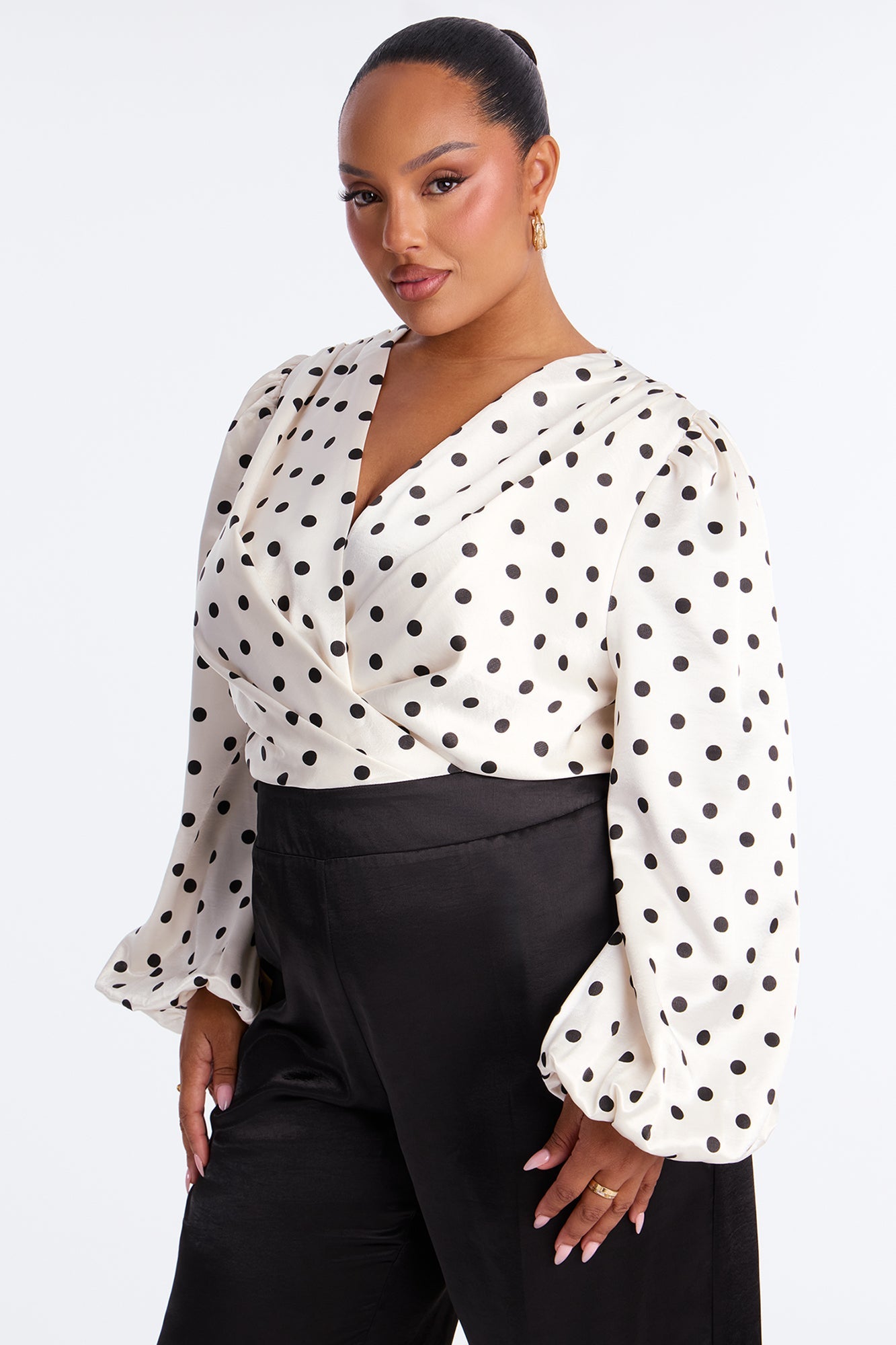 Gabi Satin Polka Dot Jumpsuit - White/Black