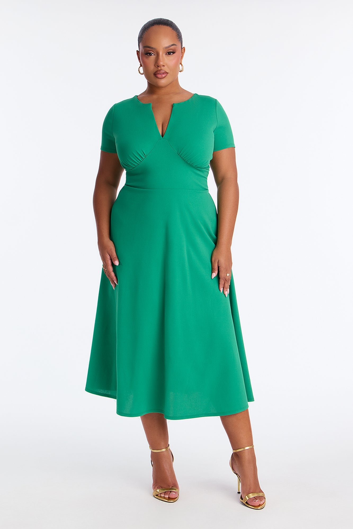 Charolette Short Sleeve Midi Dress - Kelly Green