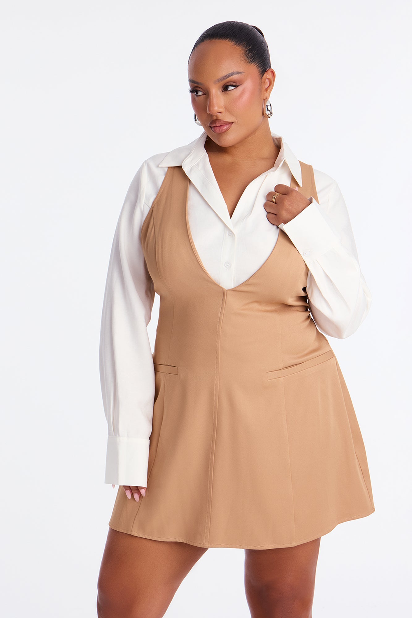 Arlene Long Sleeve Mini Dress - White/combo