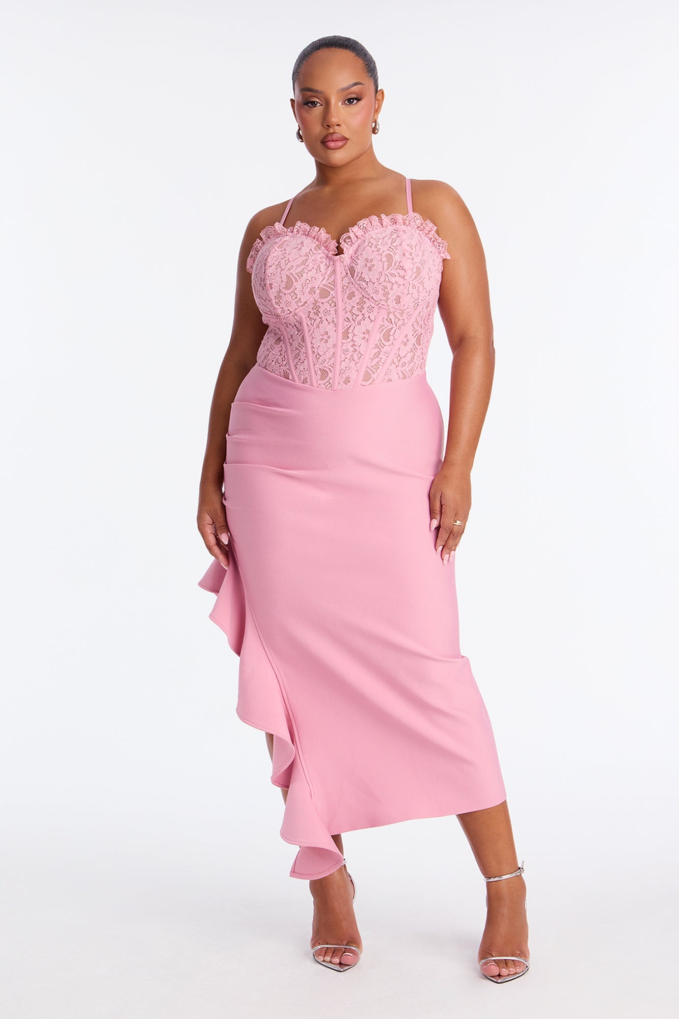 Marlena Corset Bandage Midi Dress - Light Pink