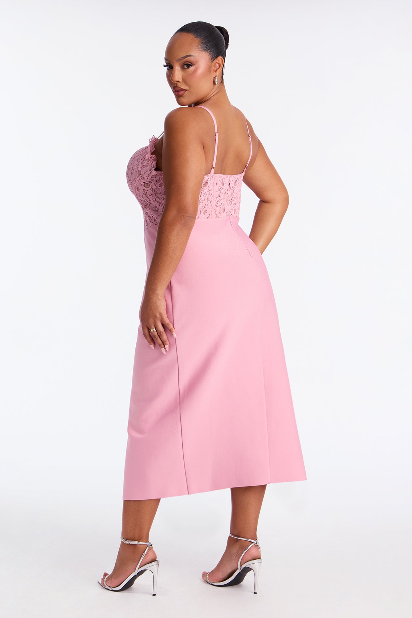 Marlena Corset Bandage Midi Dress - Light Pink