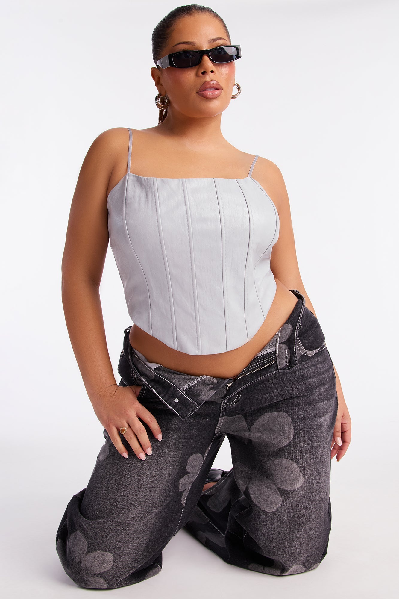 Born To Bloom Baggy Denim Jeans - Black Wash