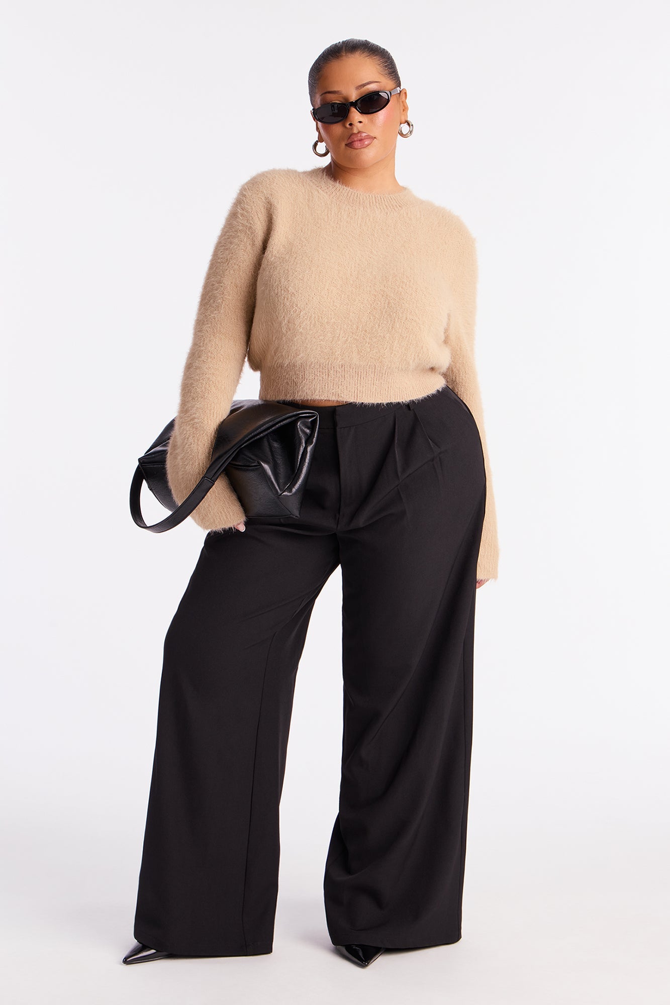 Fur Baby Fuzzy Sweater Top - Taupe