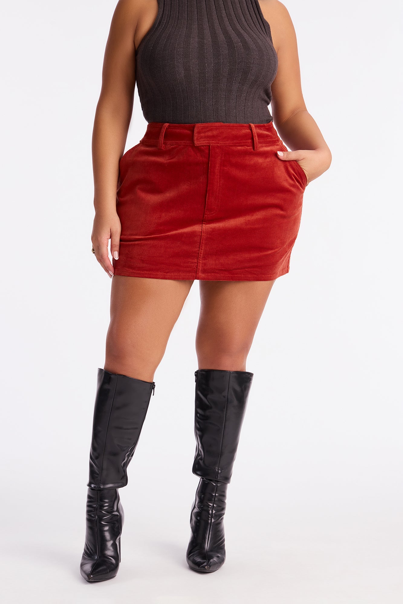 Piper Corduroy Mini Skirt - Rust