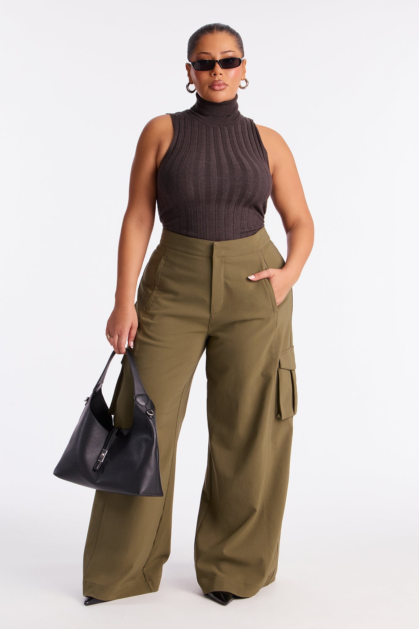 Rebel Heart Extreme Wide Leg Cargo Pant 32″ - Olive