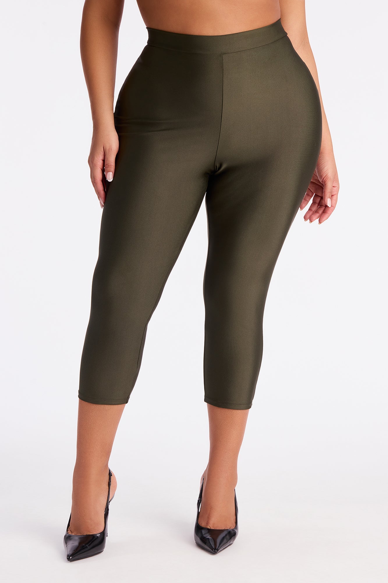 Nikole High Rise Tricot Capri Legging - Dark Olive
