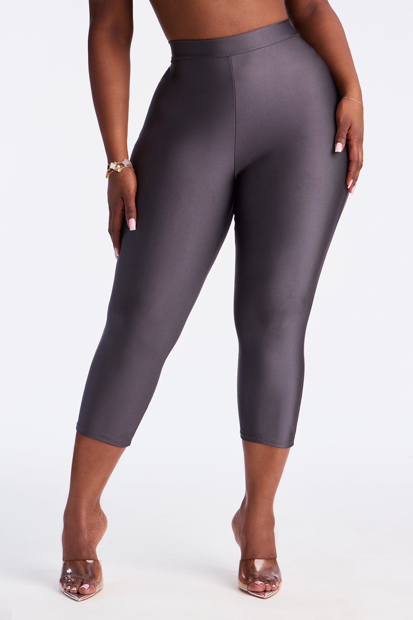 Nikole High Rise Tricot Capri Legging - Charcoal