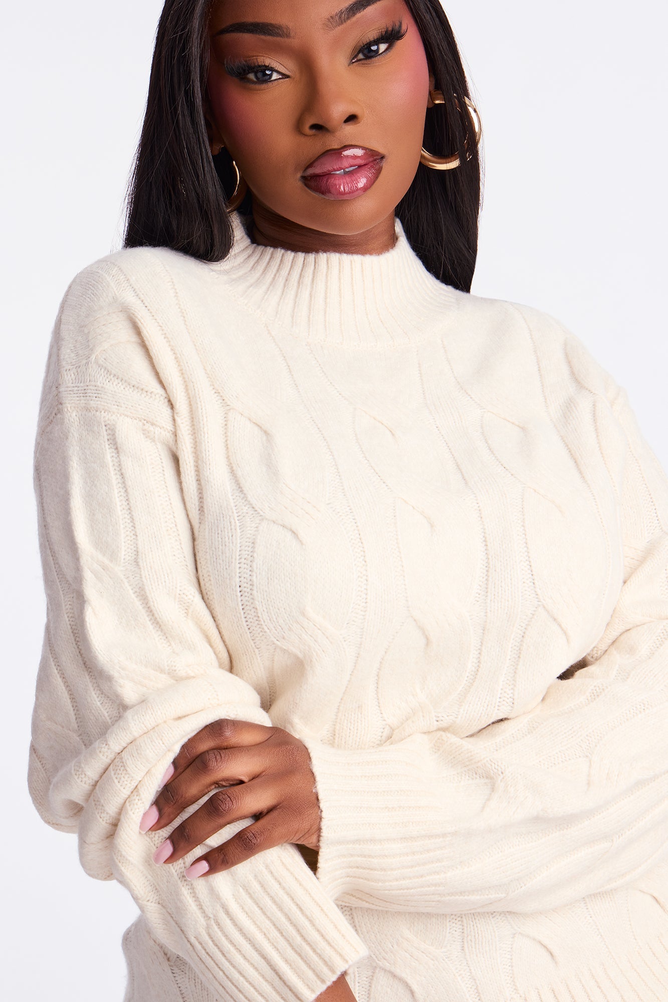 Cali Girl Cable Knit Sweater - Cream