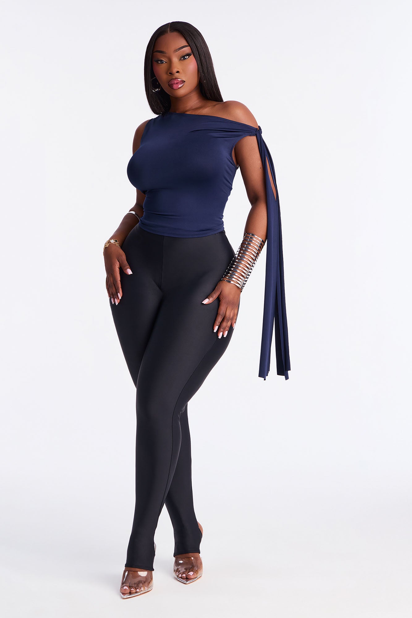 Kamari Off Shoulder Top - Navy