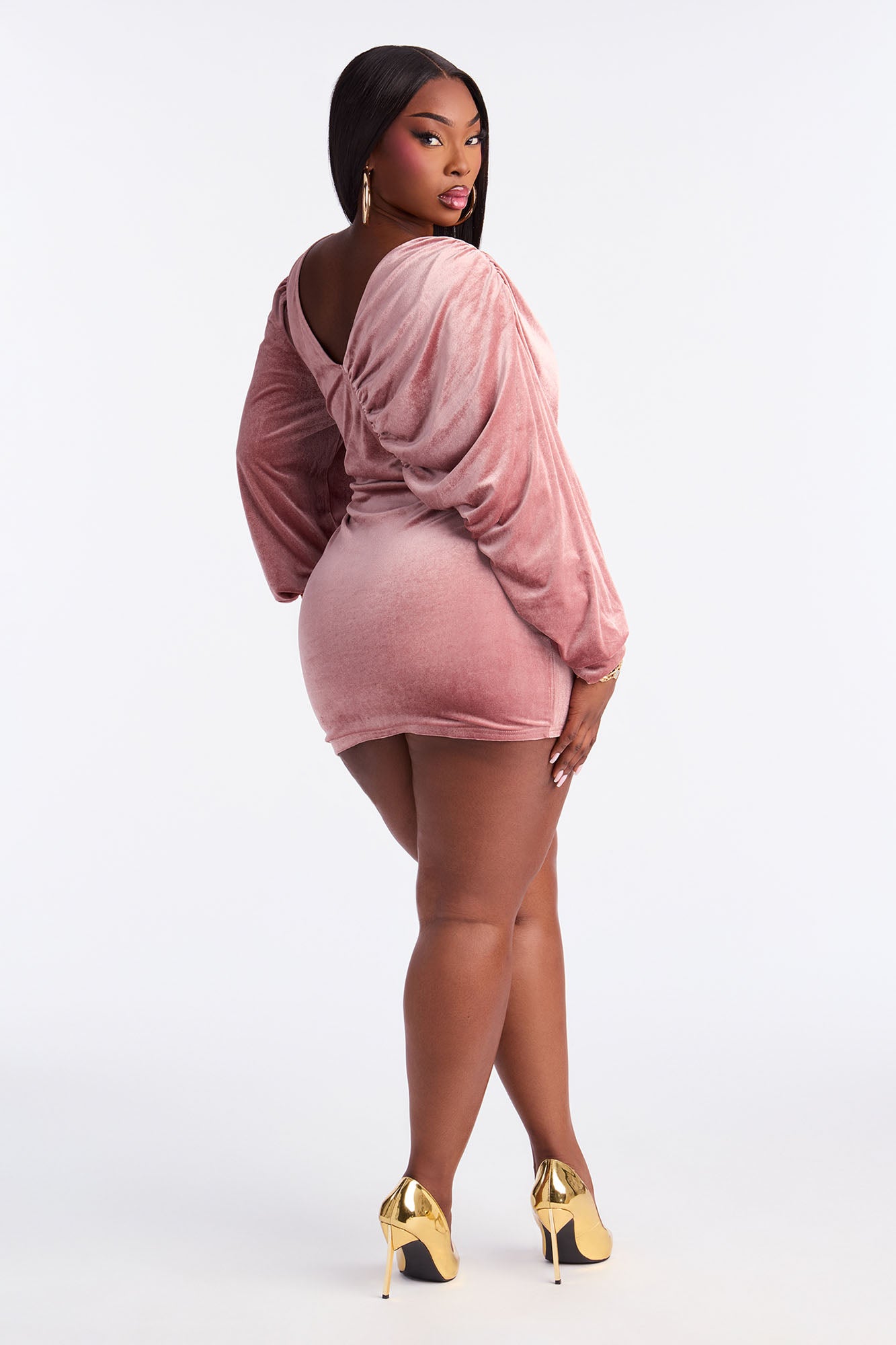 Vanessa Long Sleeve Velvet Mini Dress - Mauve