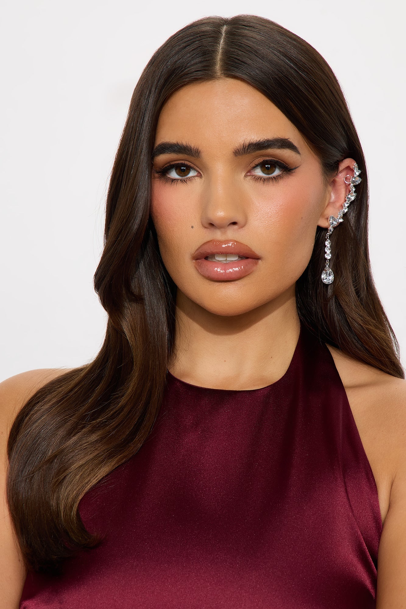 Iced Out 2 Piece Ear Cuff Set - Silver