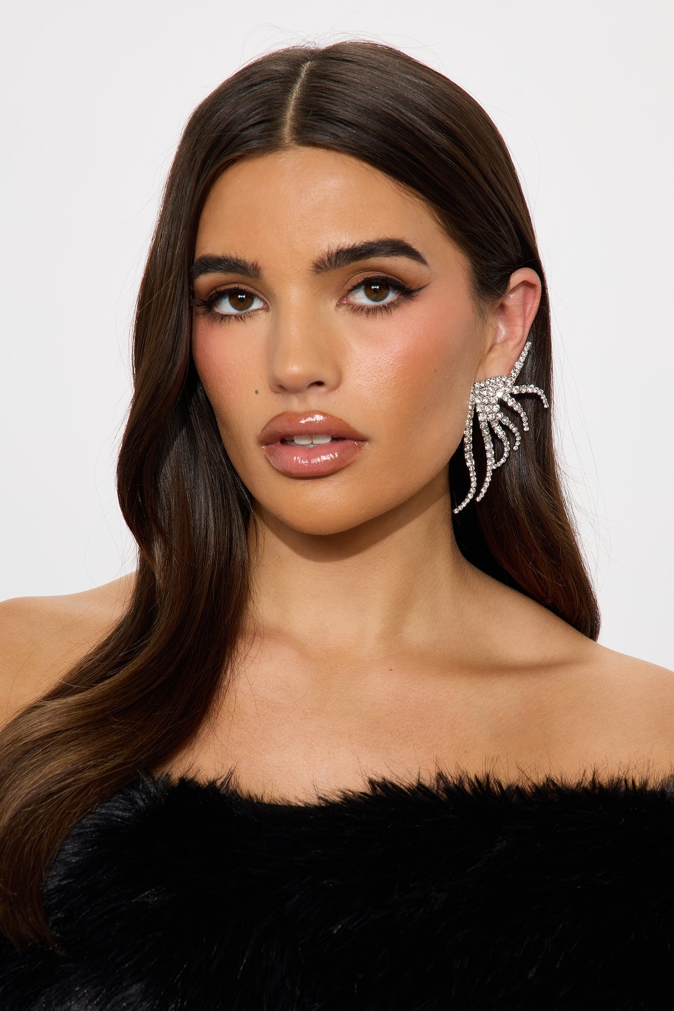 Rhinestone Abstract Dreams Drop Earrings - Silver