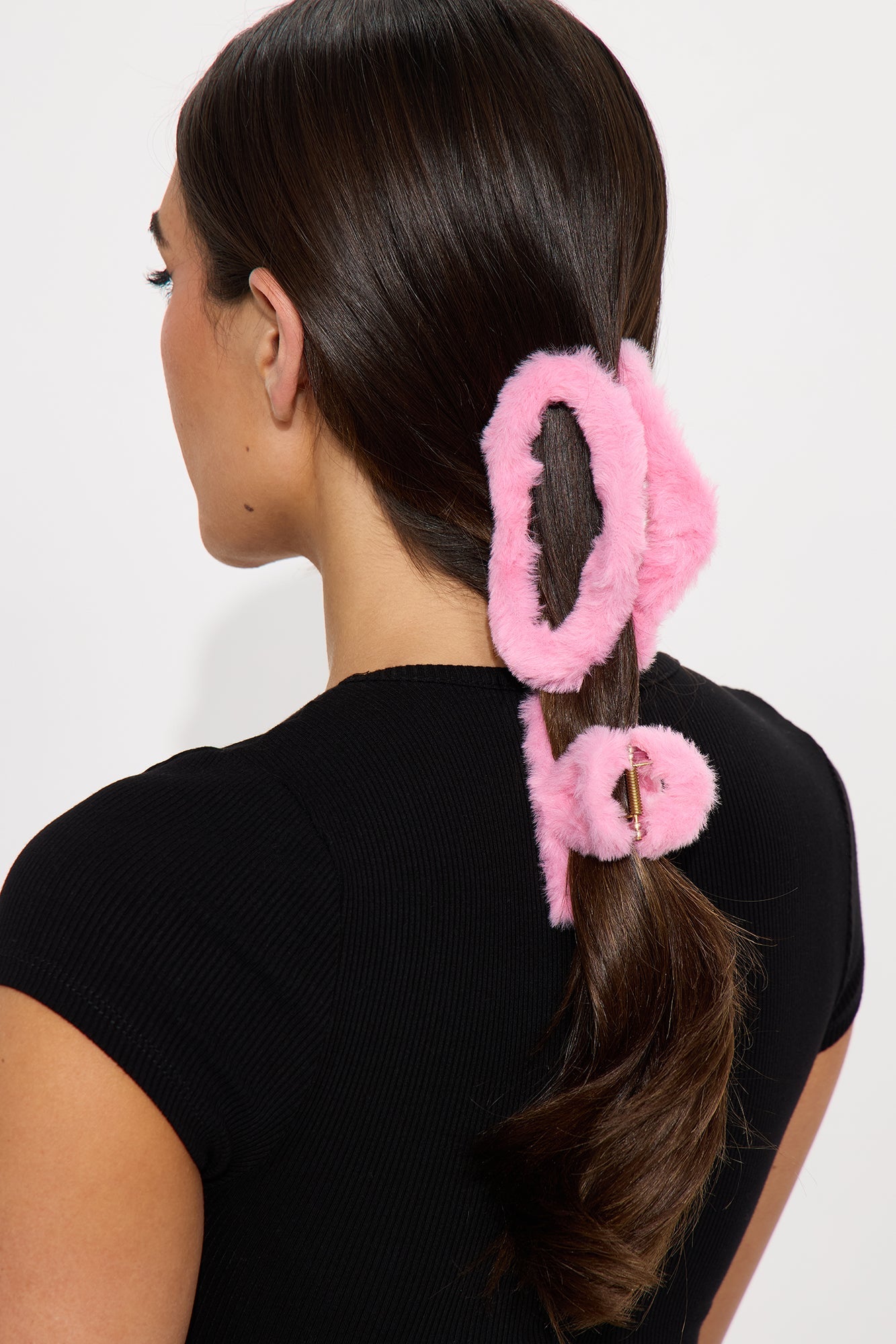 Wrapped In Fuzz Faux Fur 2 Piece Claw Clips - Pink