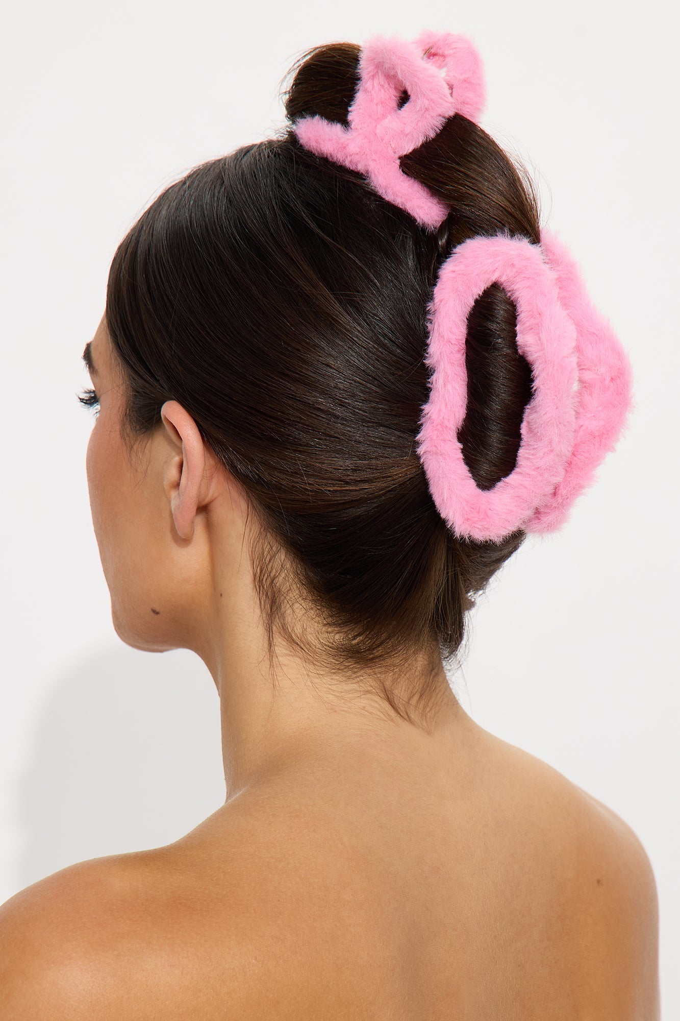 Wrapped In Fuzz Faux Fur 2 Piece Claw Clips - Pink