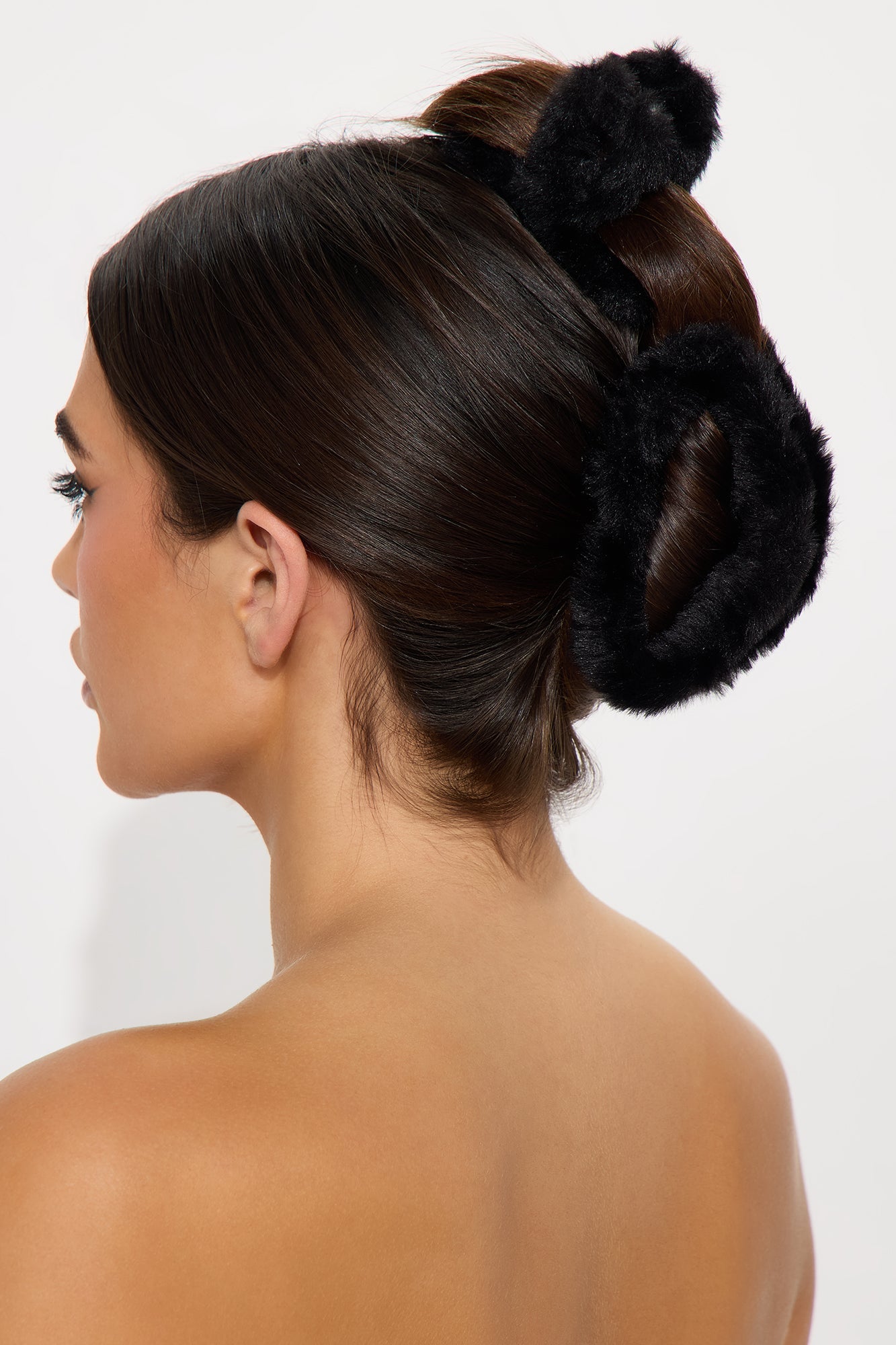 Wrapped In Fuzz Faux Fur 2 Piece Claw Clips - Black