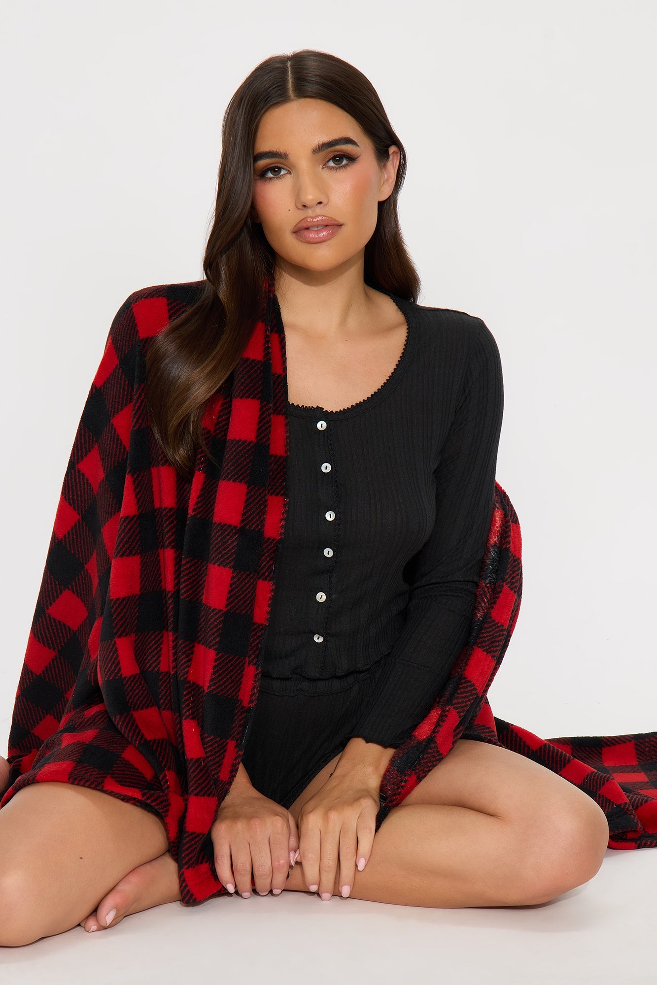 Always Cozy Plush Blanket - Black/Red