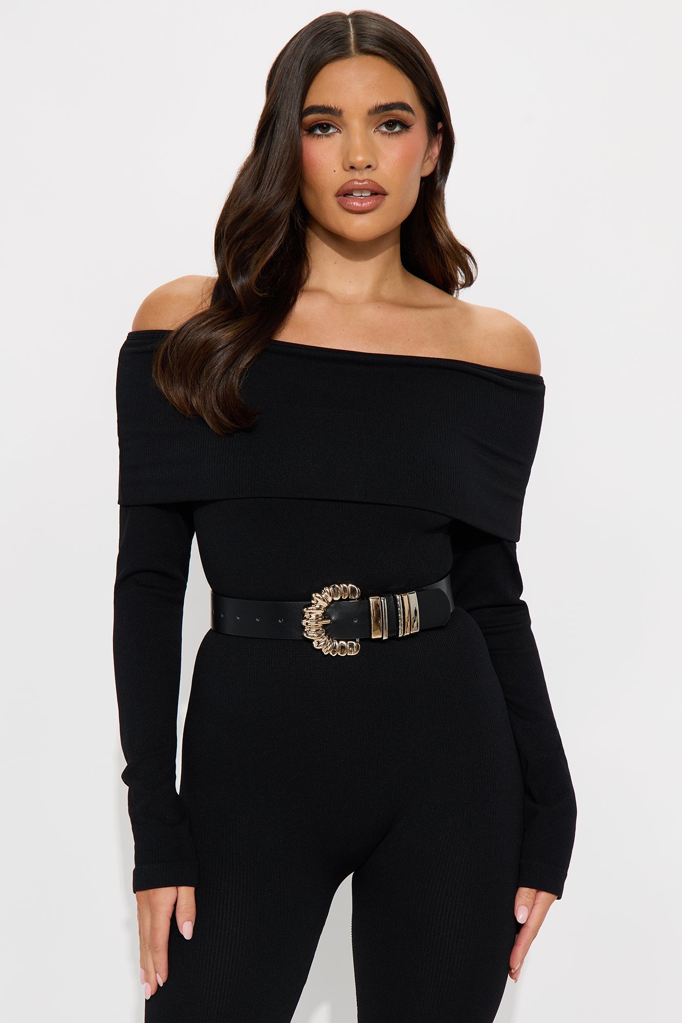 To The Moon Faux Leather Belt - Black/Gold