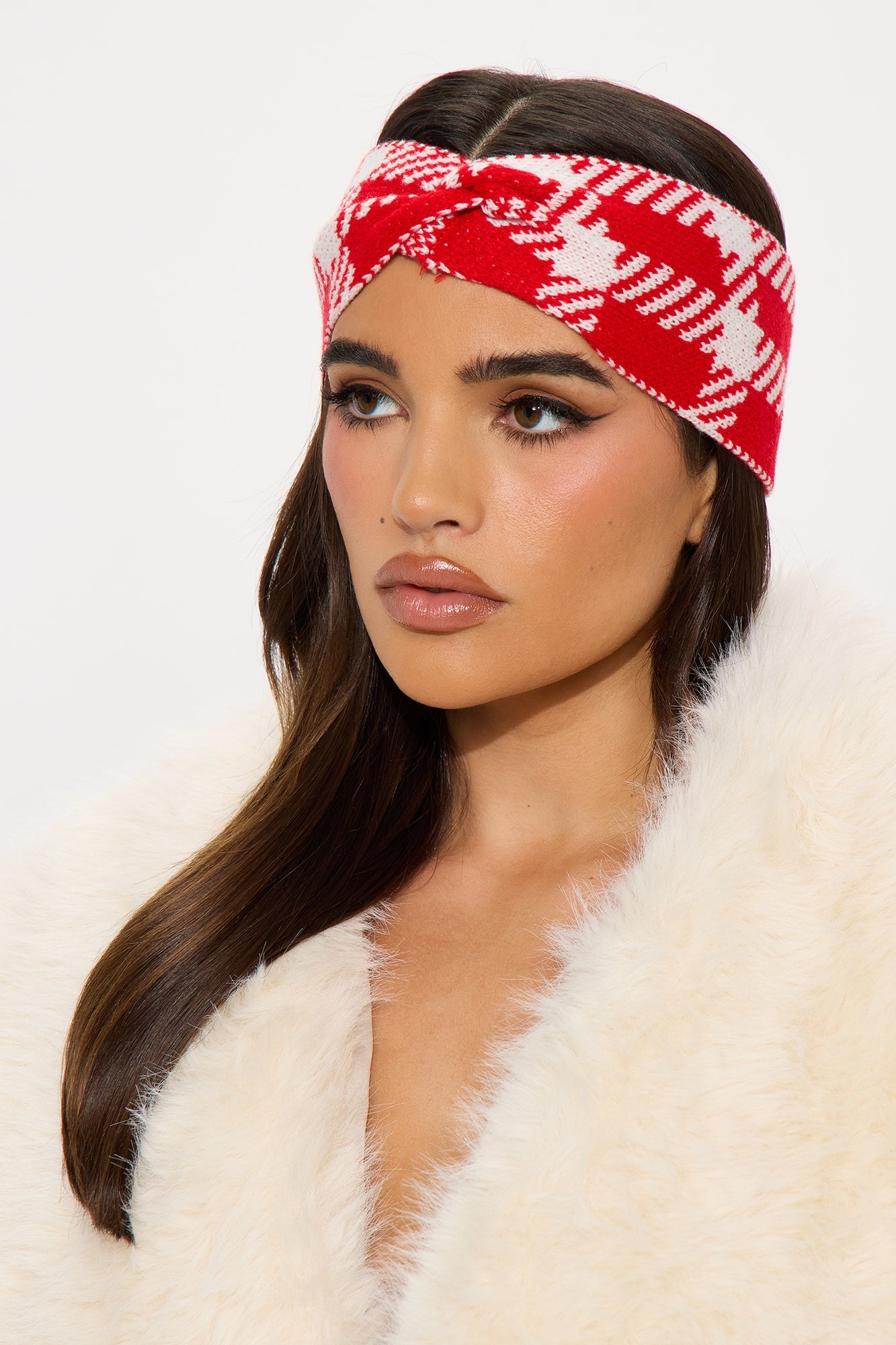 Houndstooth Headband - Red/White
