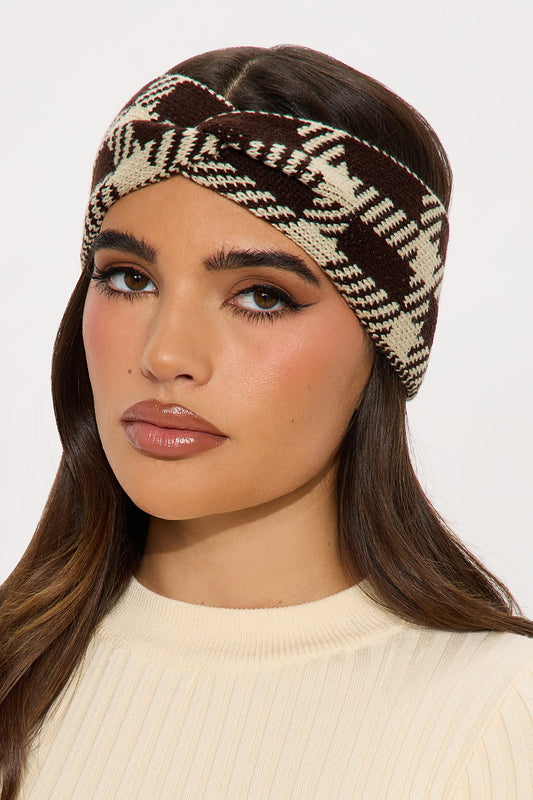 Houndstooth Headband - Brown/combo