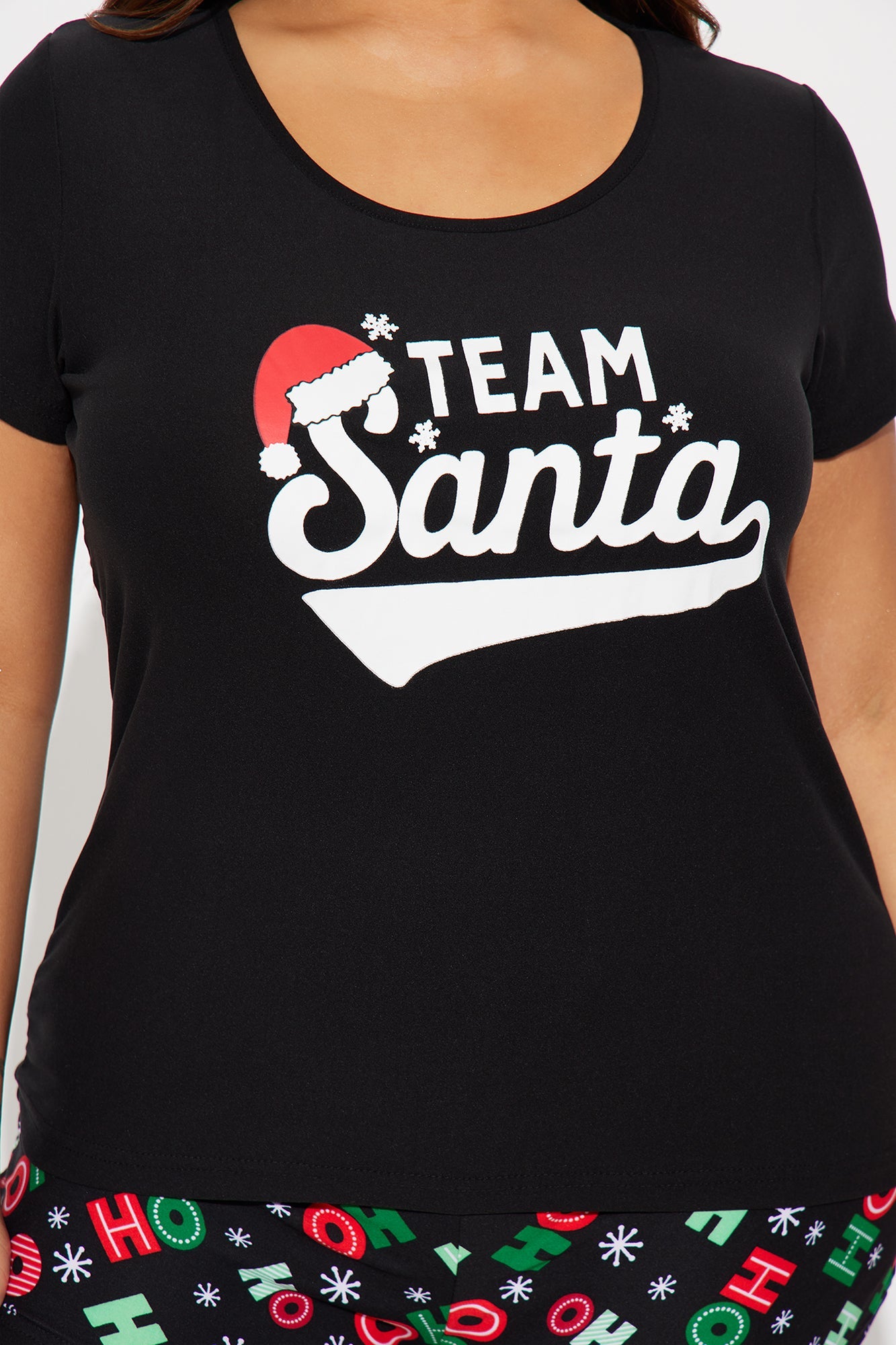 Team Santa Short Sleeve PJ Short Set - Black/combo