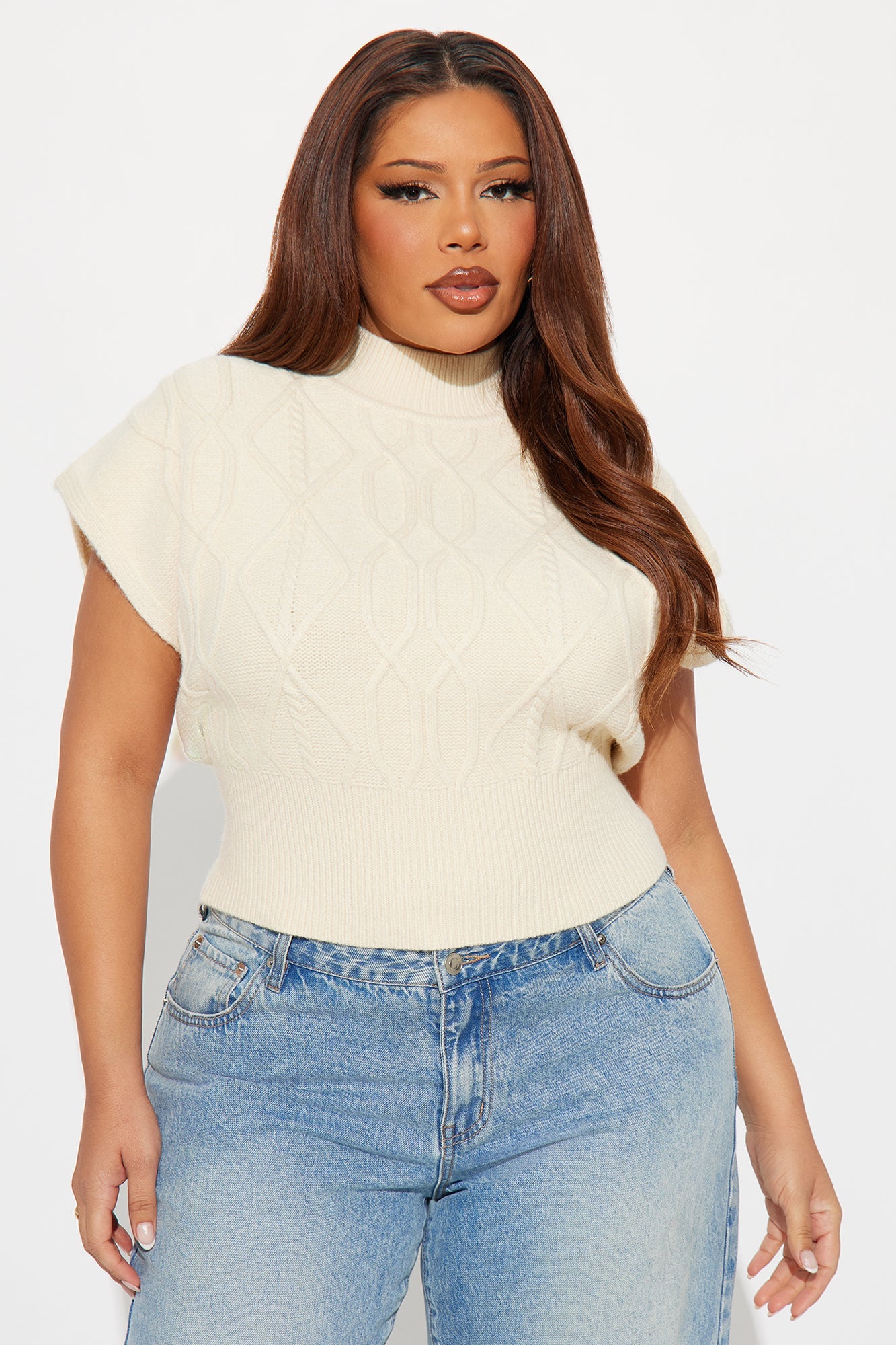 Let's Get Cozy Cable Knit Pullover Sweater - Ivory