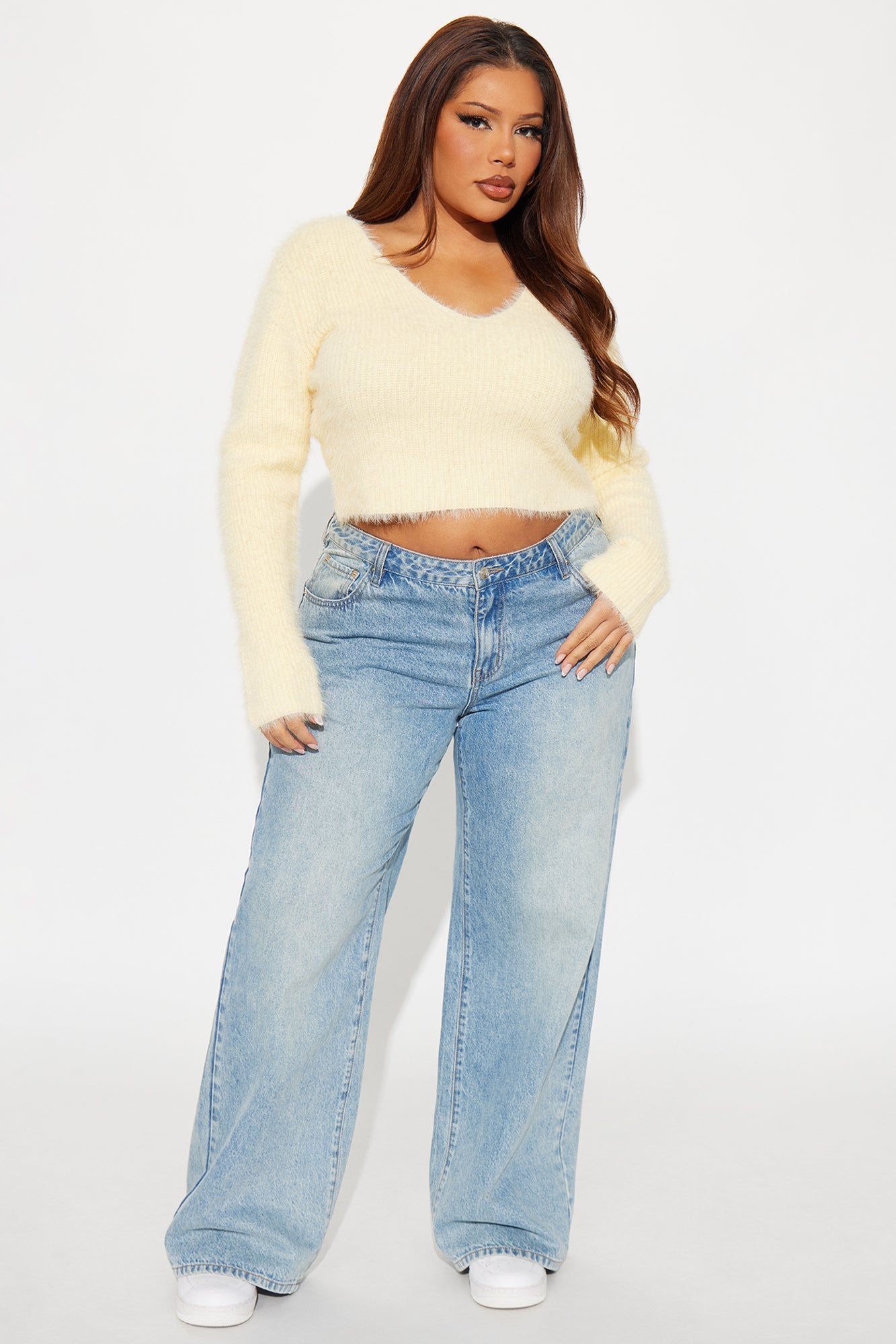 Sweet Lemonade Fuzzy Sweater Top - Butter Yellow