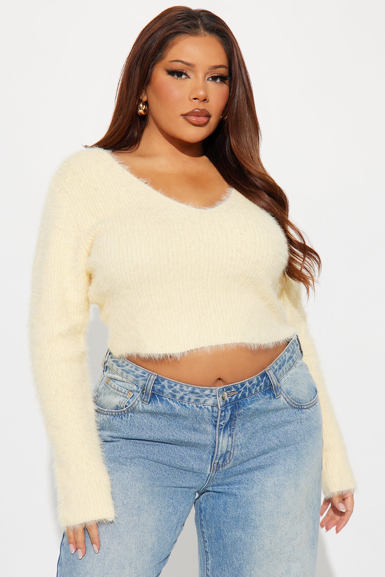 Sweet Lemonade Fuzzy Sweater Top - Butter Yellow